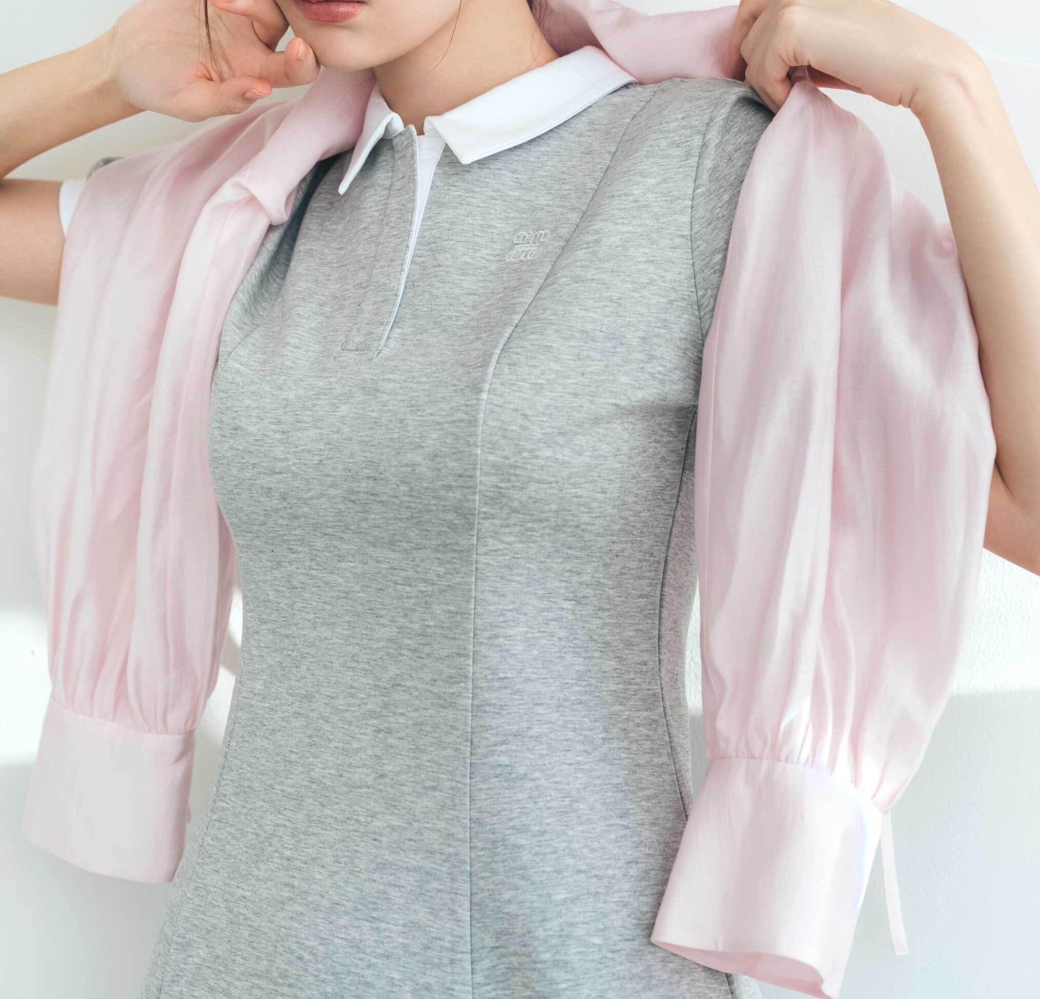 短丈シアーシャツ ピンク