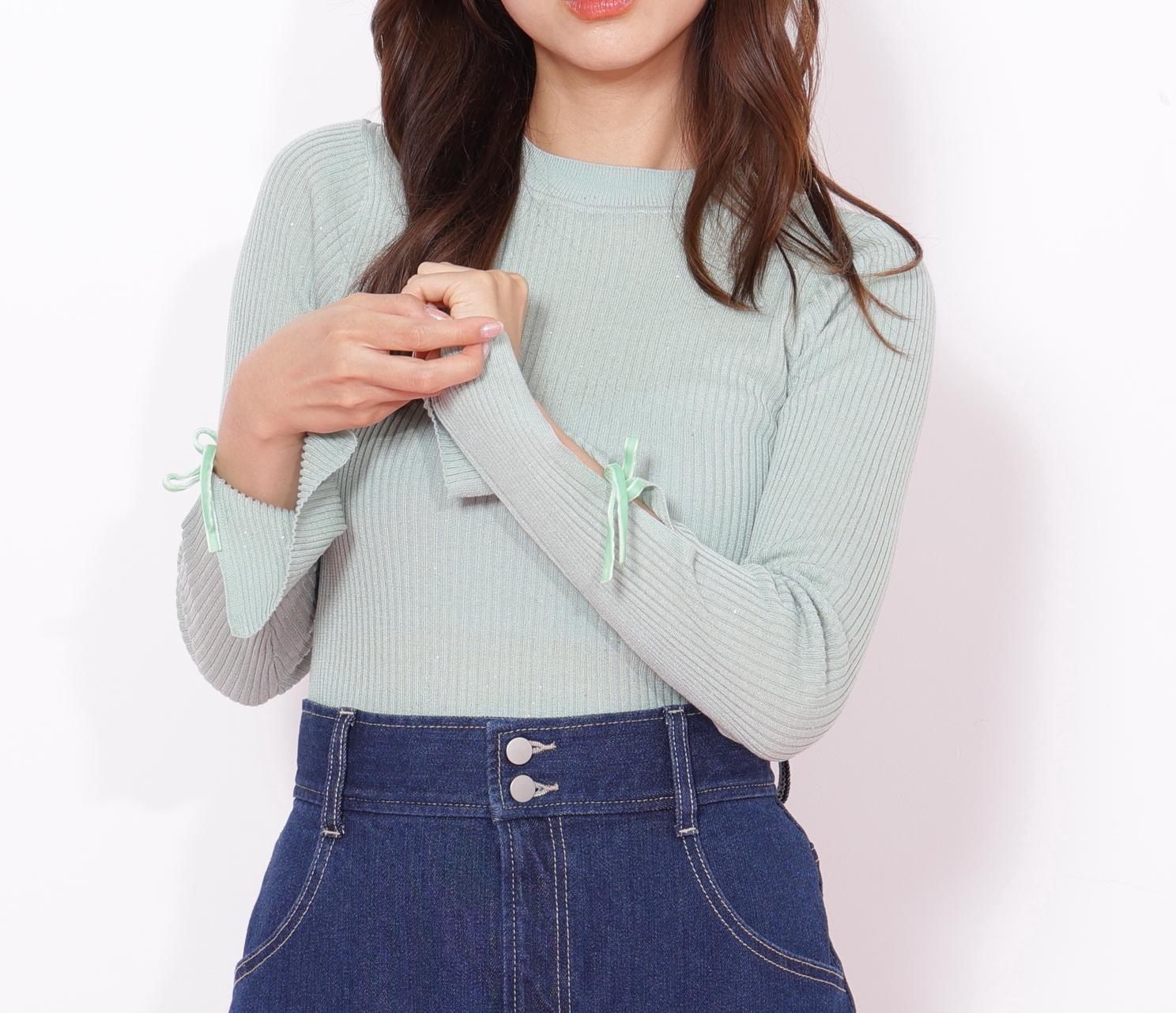 スパンコールコンパクトリブニット グリーン