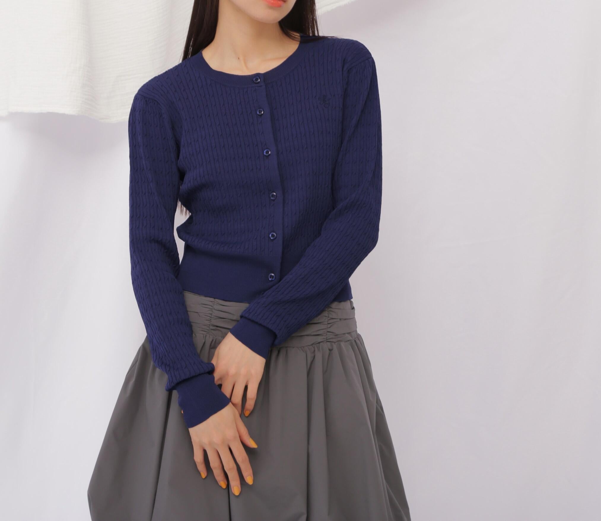 ベーシックミニケーブルリブカーディガン ネイビー