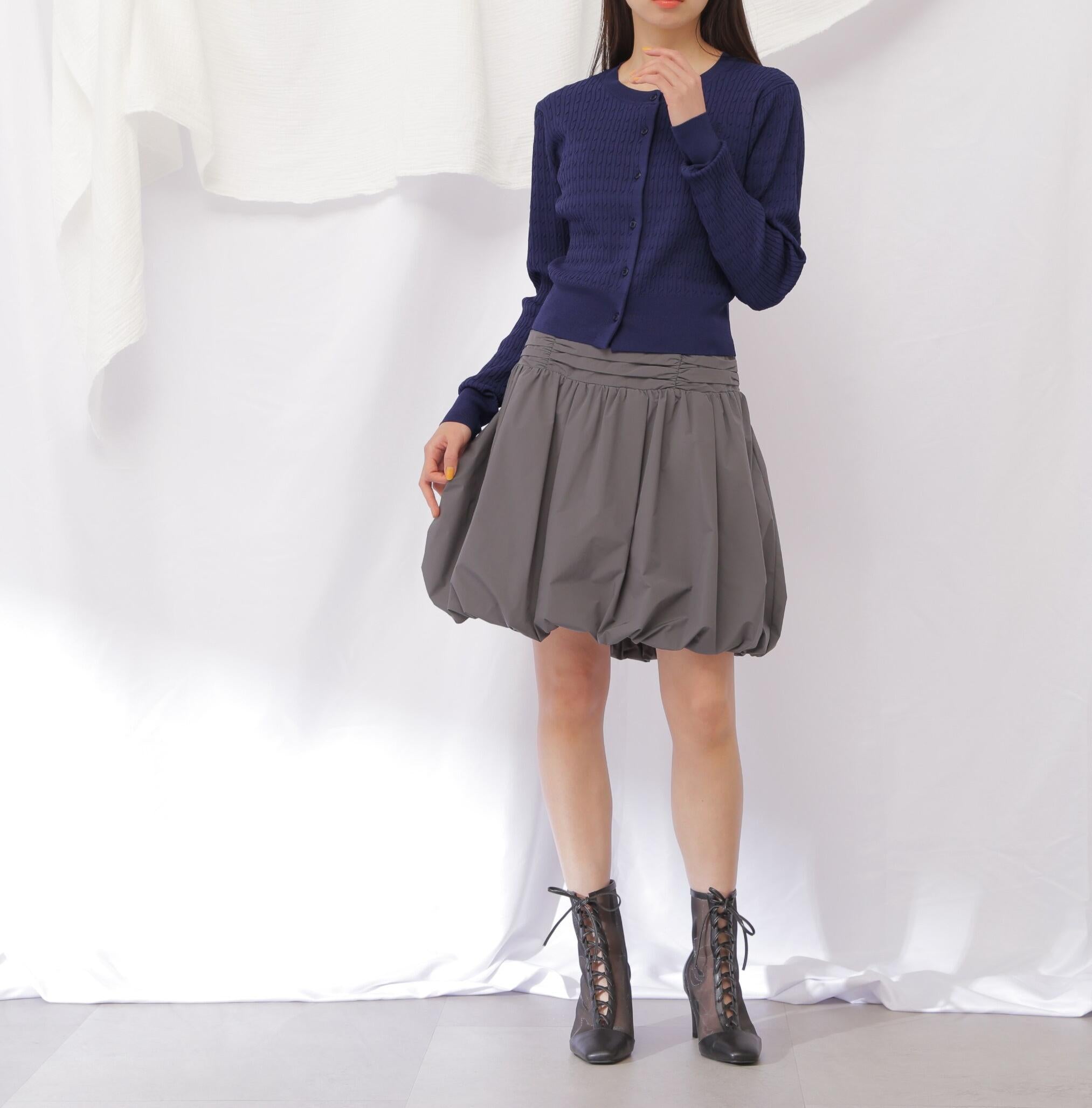 ベーシックミニケーブルリブカーディガン ネイビー