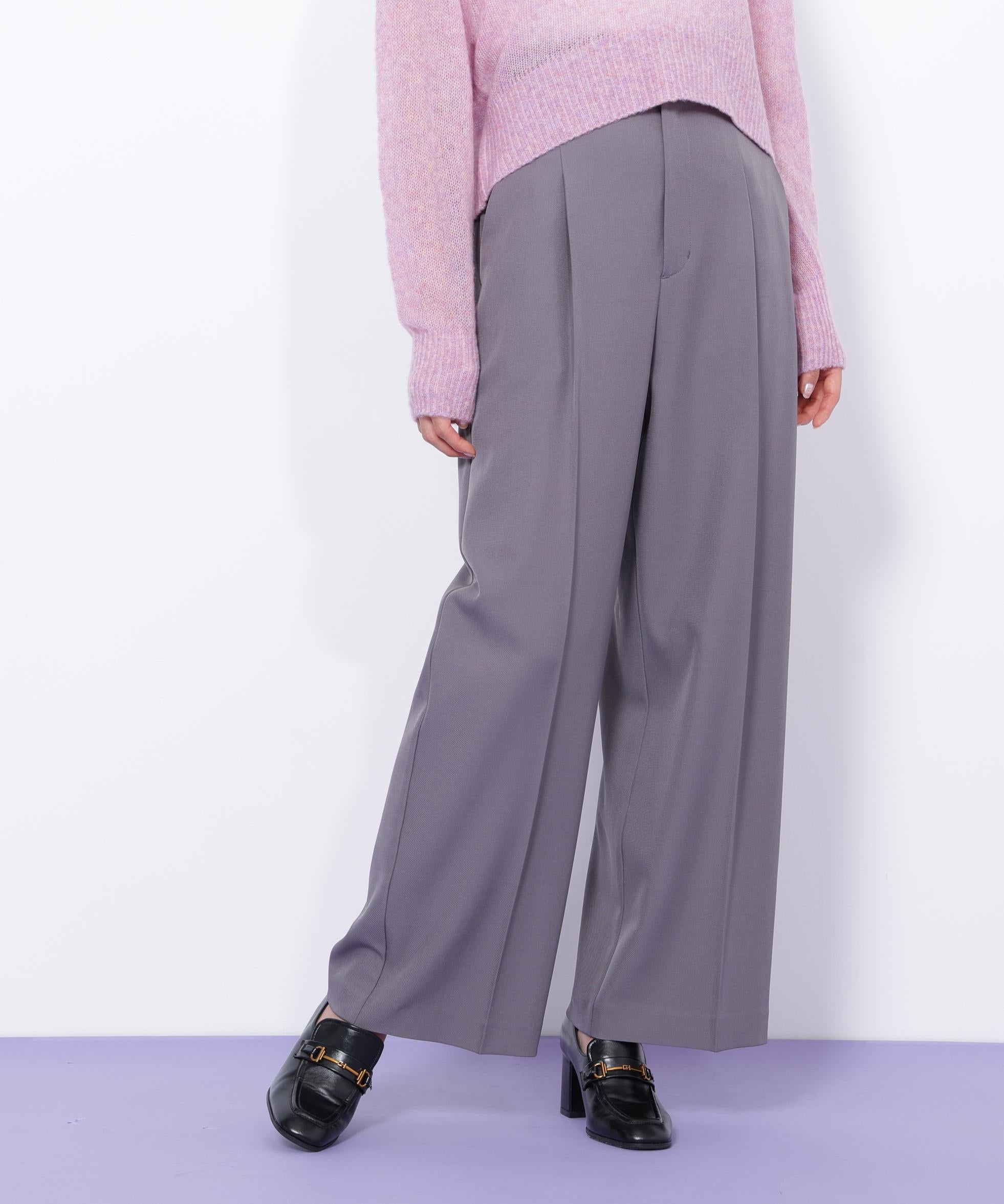 ＜セットアップ対応＞ベーシックツイルビットベルトパンツ グレー