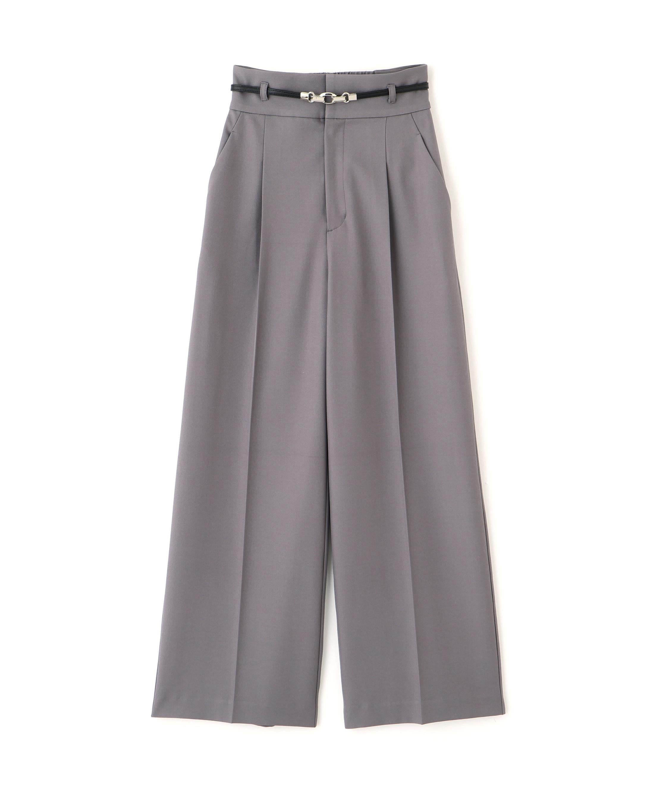 ＜セットアップ対応＞ベーシックツイルビットベルトパンツ グレー