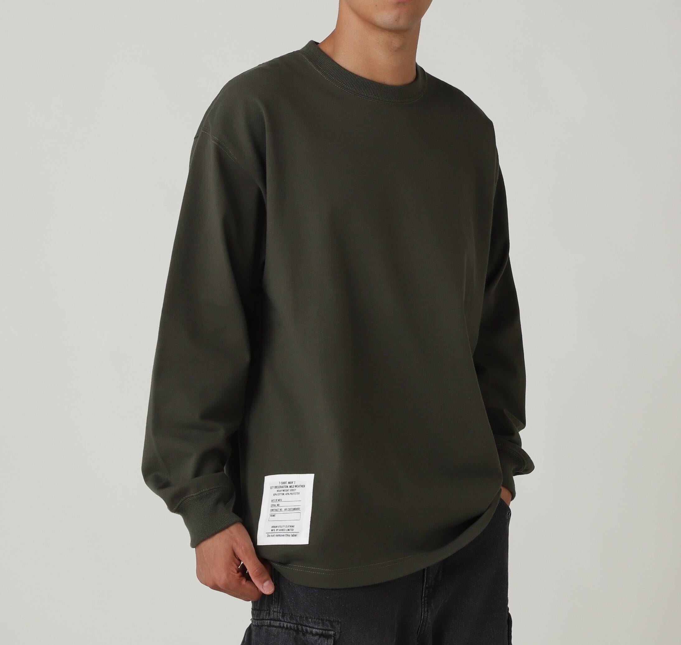 RASIC HEAVY WEIGHT L/S T-SHI>T / ベーシック ヘビーウェイト 長袖 Tシャツ / AVI>EX  オリーブ