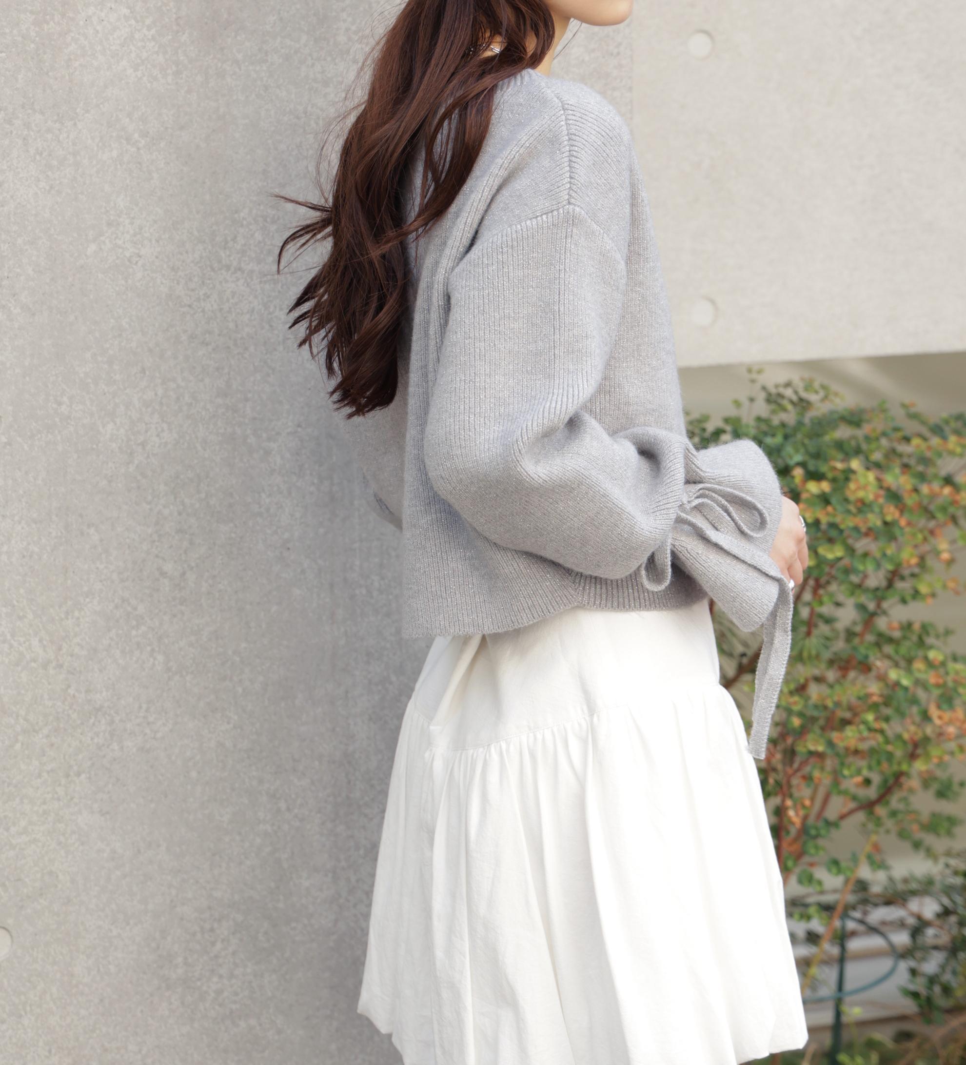 ダブルジップキャンディスリーブカーディガン グレー