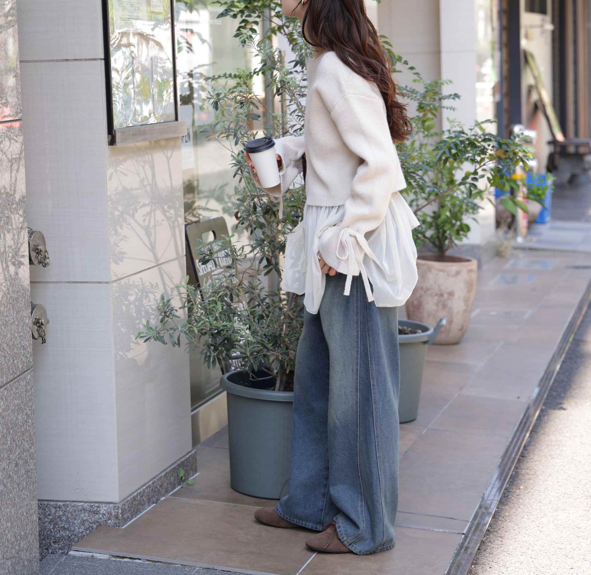 ダブルジップキャンディスリーブカーディガン オフ