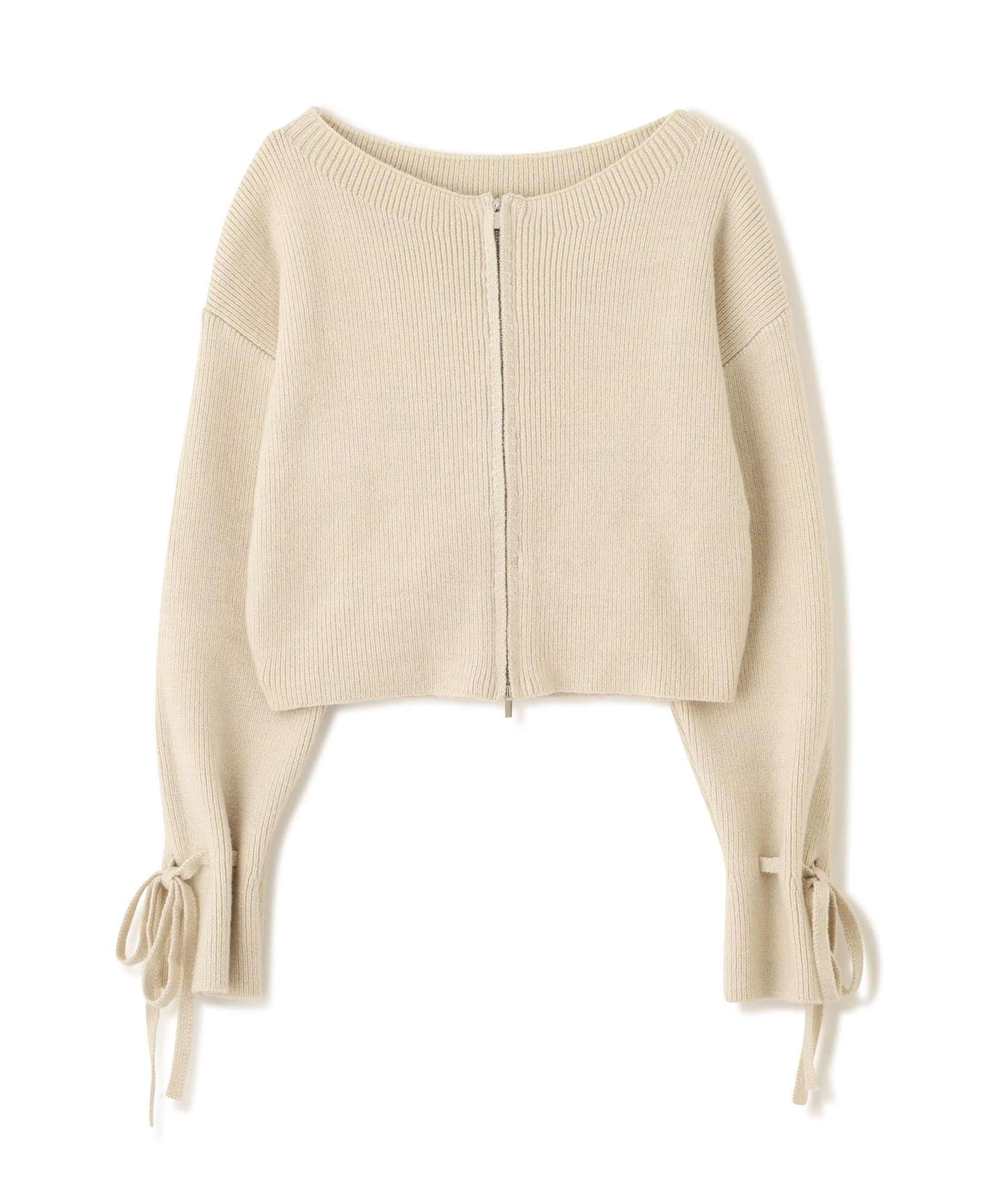 ダブルジップキャンディスリーブカーディガン オフ