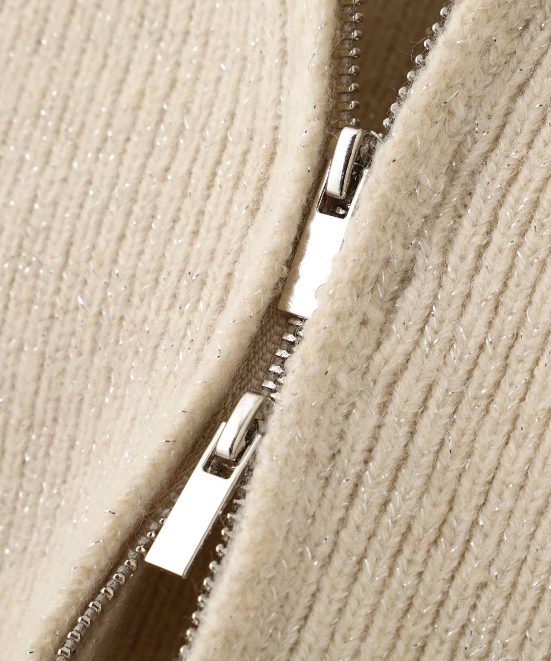 ダブルジップキャンディスリーブカーディガン オフ