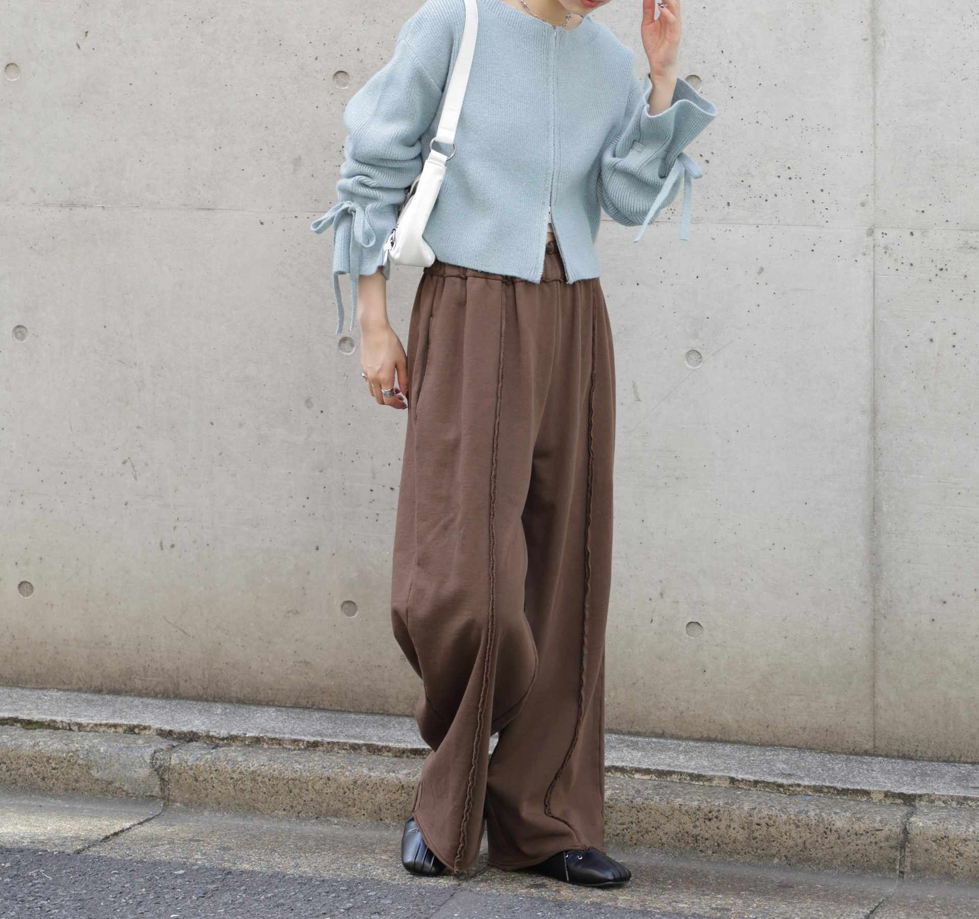 ダブルジップキャンディスリーブカーディガン ライトブルー