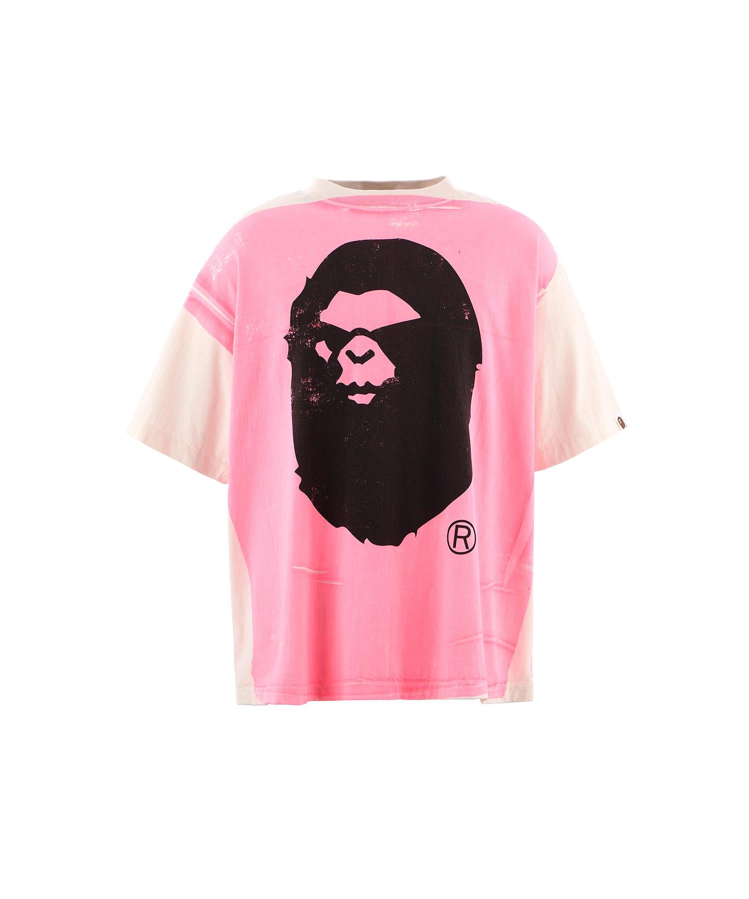 SAINT MICHAEL/セントマイケル/RAPE_SS TEE/HANDP>INT/WHITE×PINK ピンク