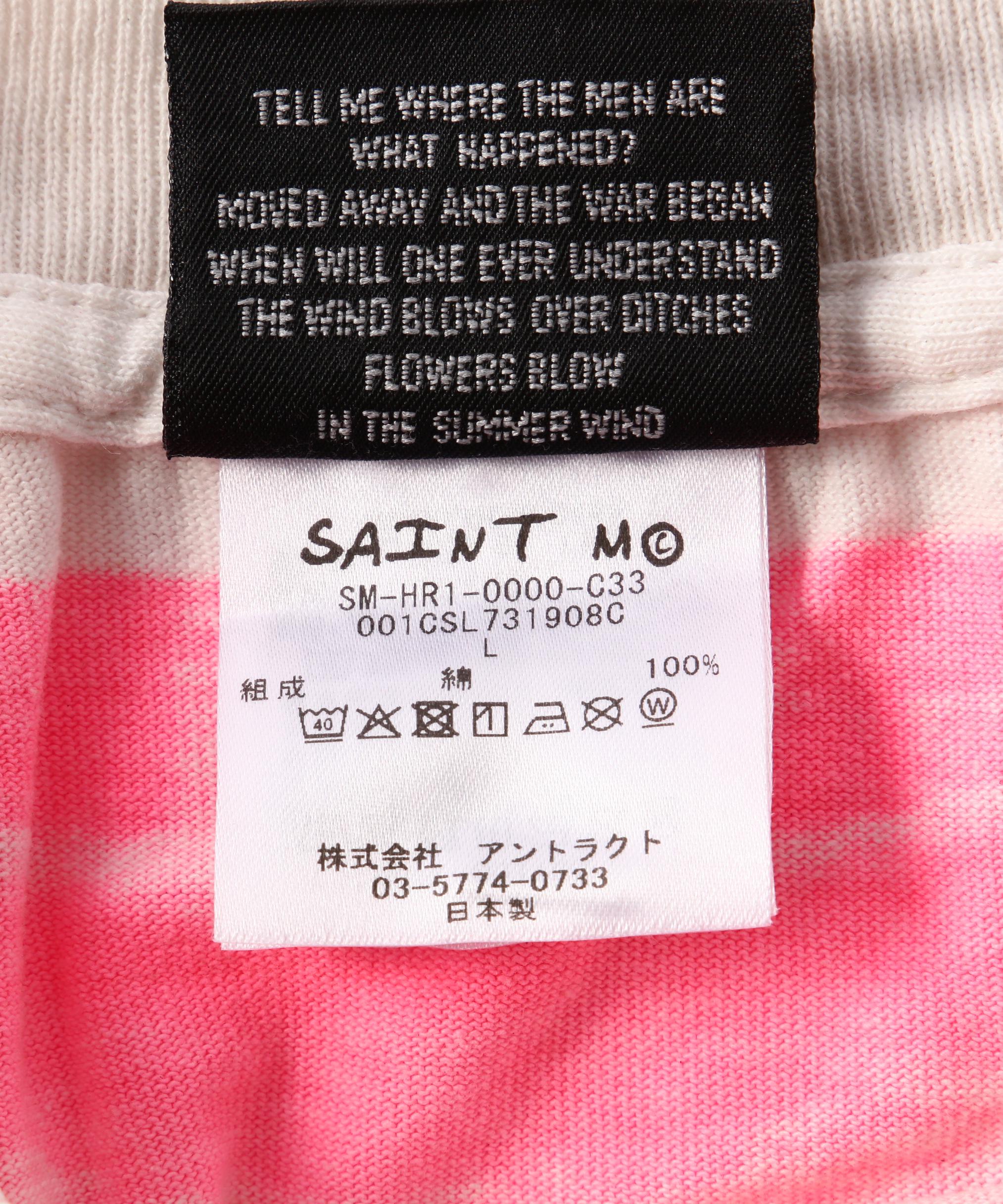 SAINT MICHAEL/セントマイケル/RAPE_SS TEE/HANDP>INT/WHITE×PINK ピンク