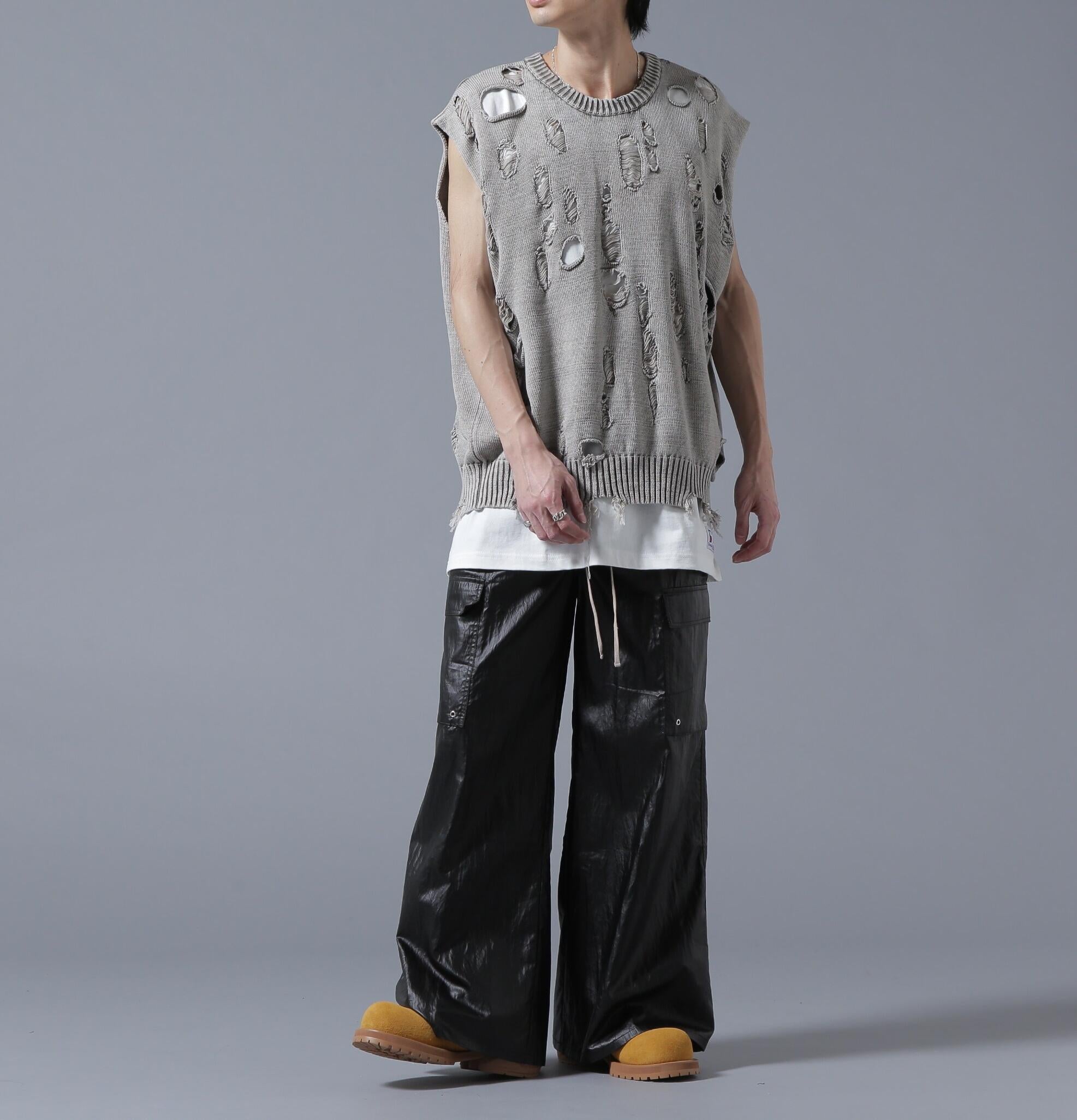 DankeSchon/ダンケシェーン/PIGMENT DAMAGE KNIT VEST オフホワイト3