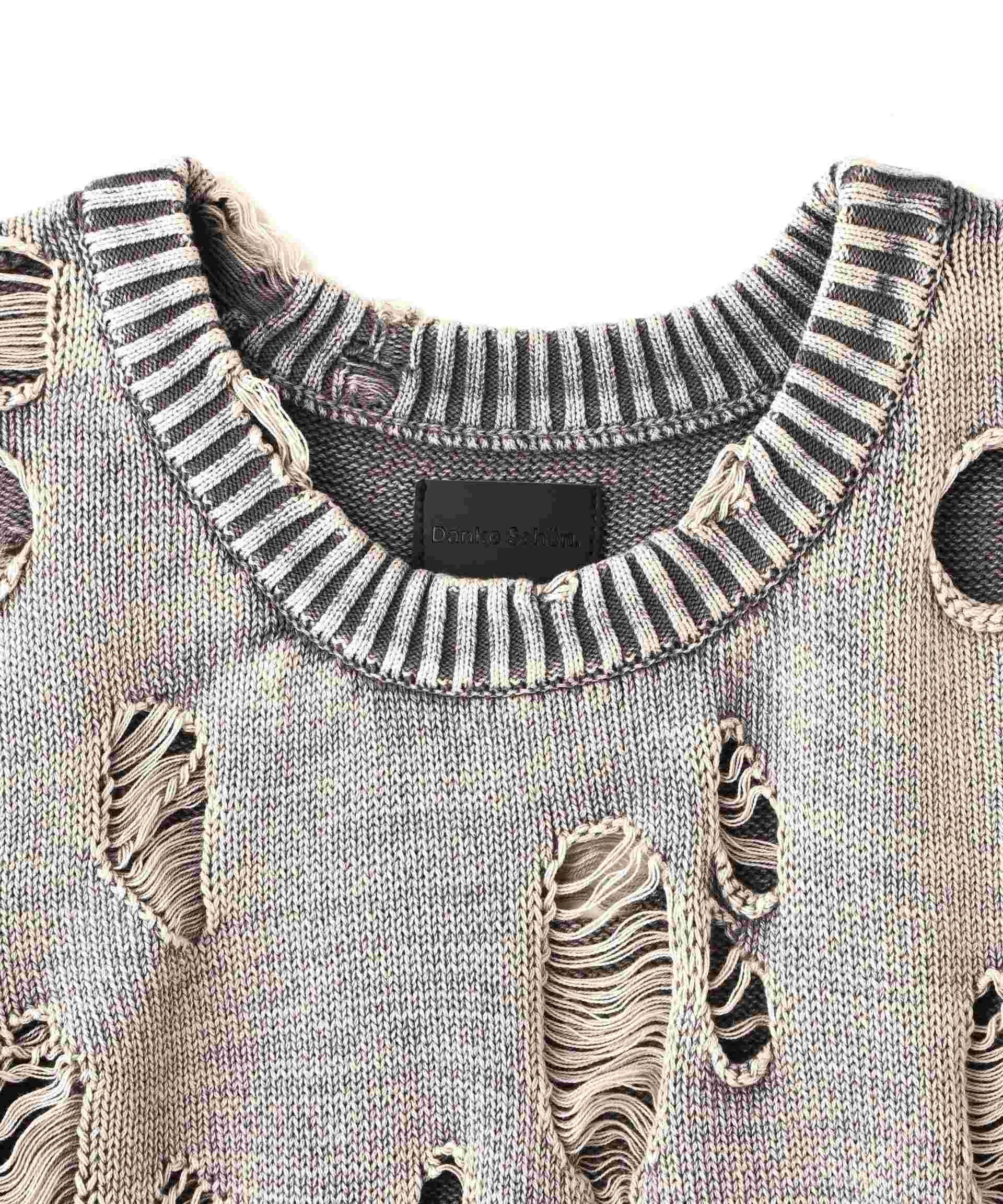 DankeSchon/ダンケシェーン/PIGMENT DAMAGE KNIT VEST オフホワイト3