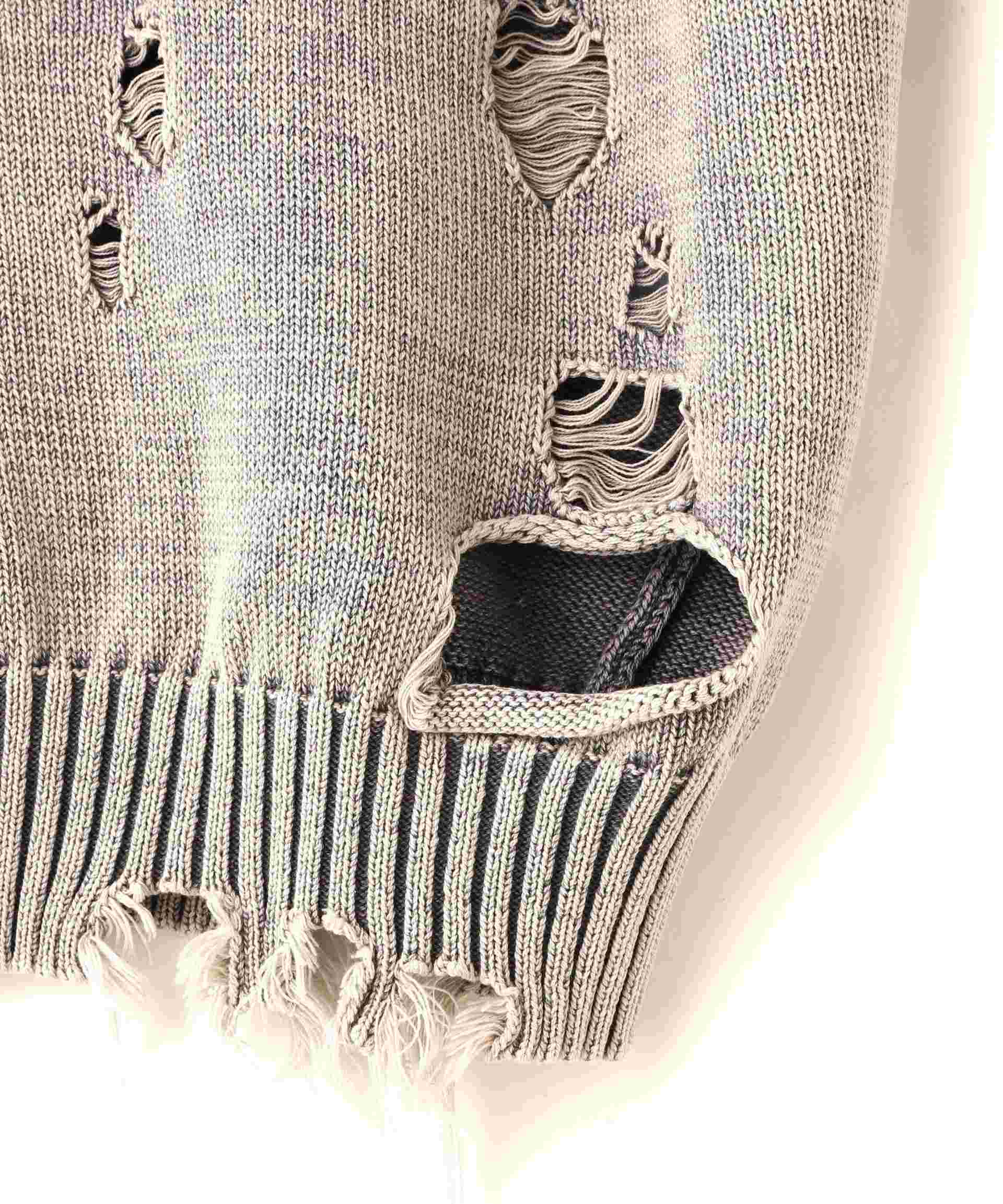 DankeSchon/ダンケシェーン/PIGMENT DAMAGE KNIT VEST オフホワイト3
