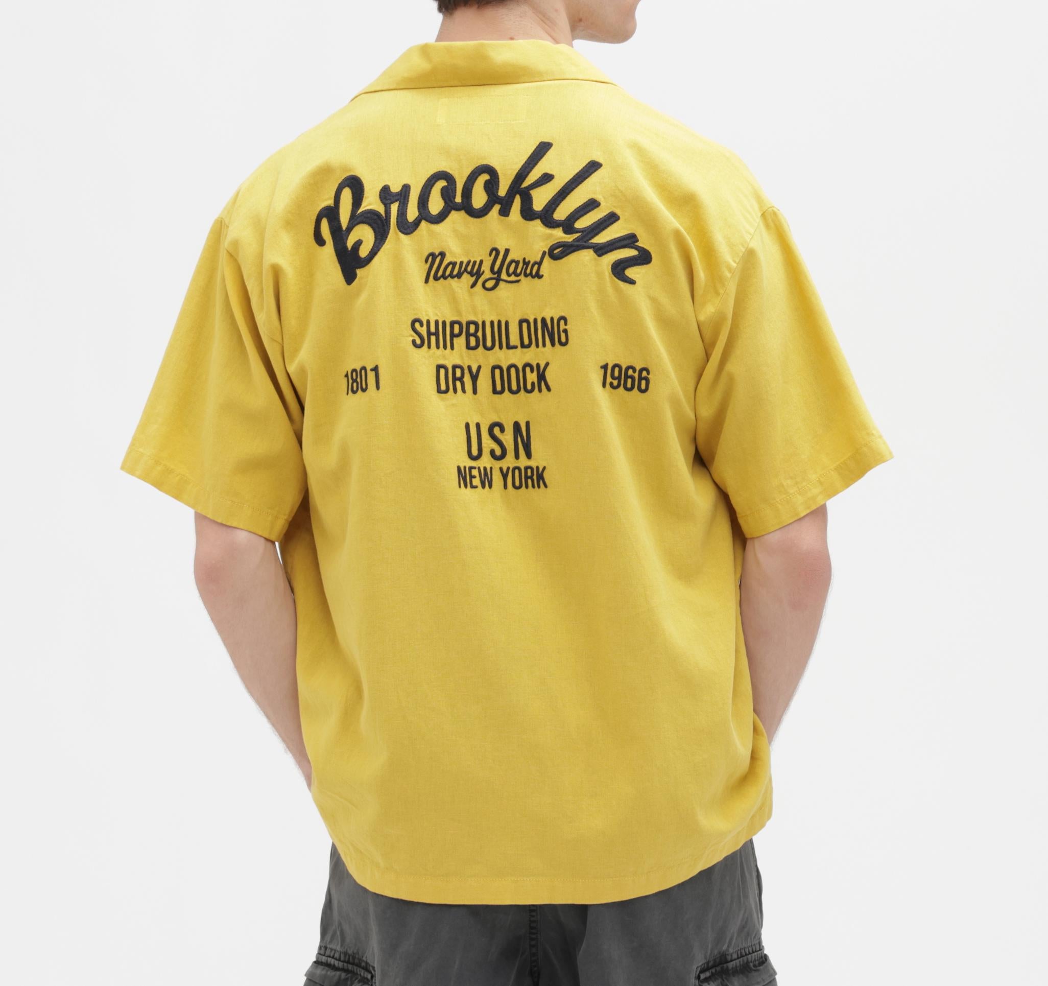 LINEN-COTTON S/S SHIRT ”Brooklyn” マスタード3