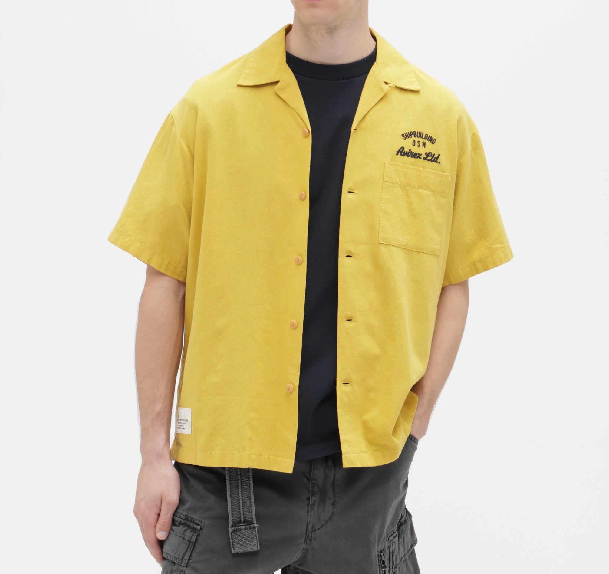 LINEN-COTTON S/S SHIRT ”Brooklyn” マスタード3