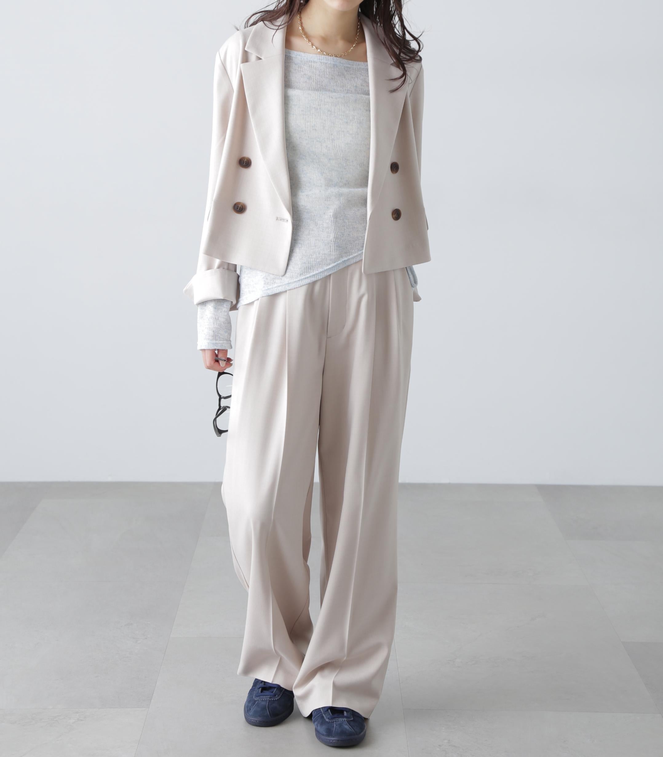 梳毛調合繊ショートジャケット ライトベージュ