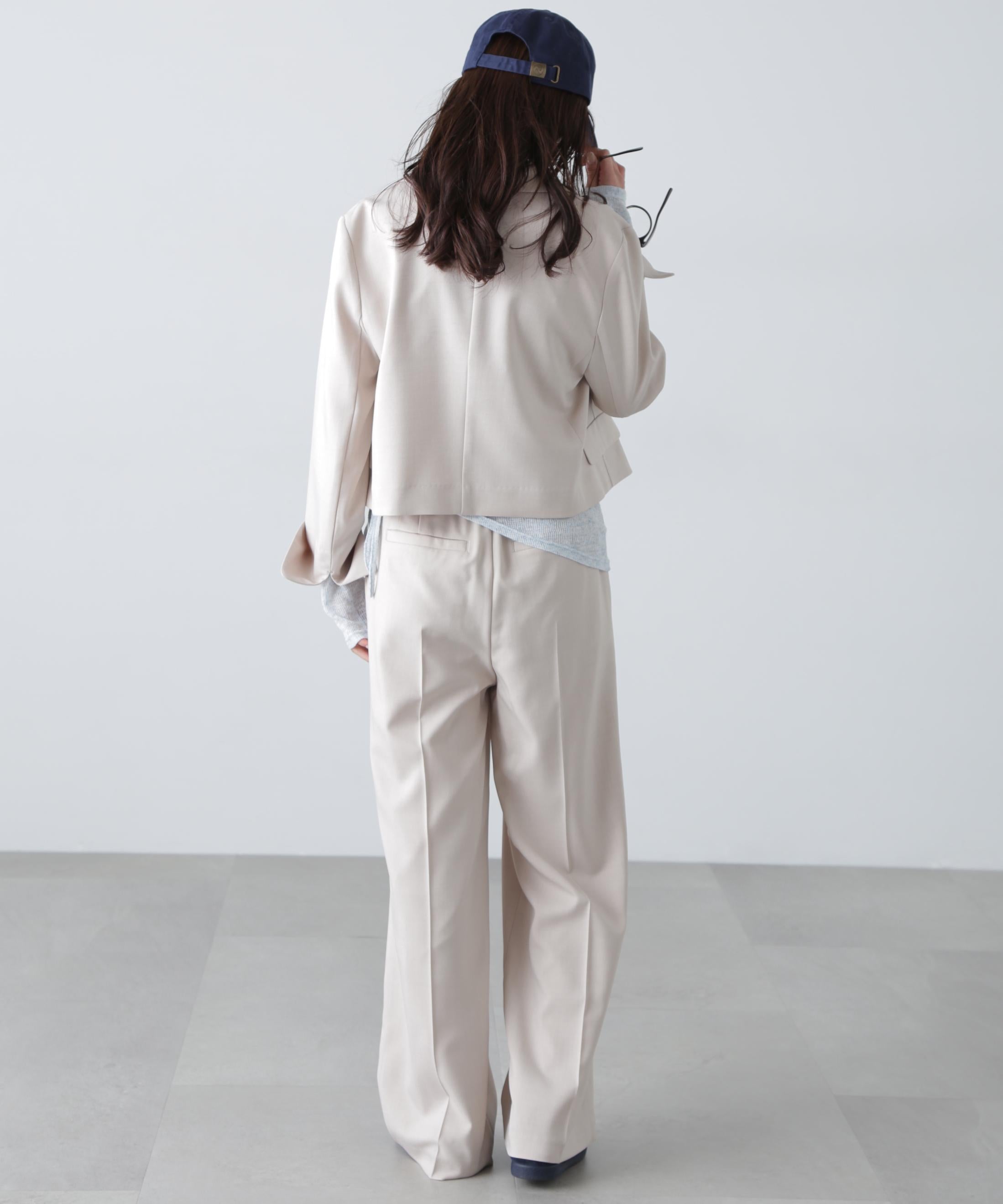 梳毛調合繊ショートジャケット ライトベージュ