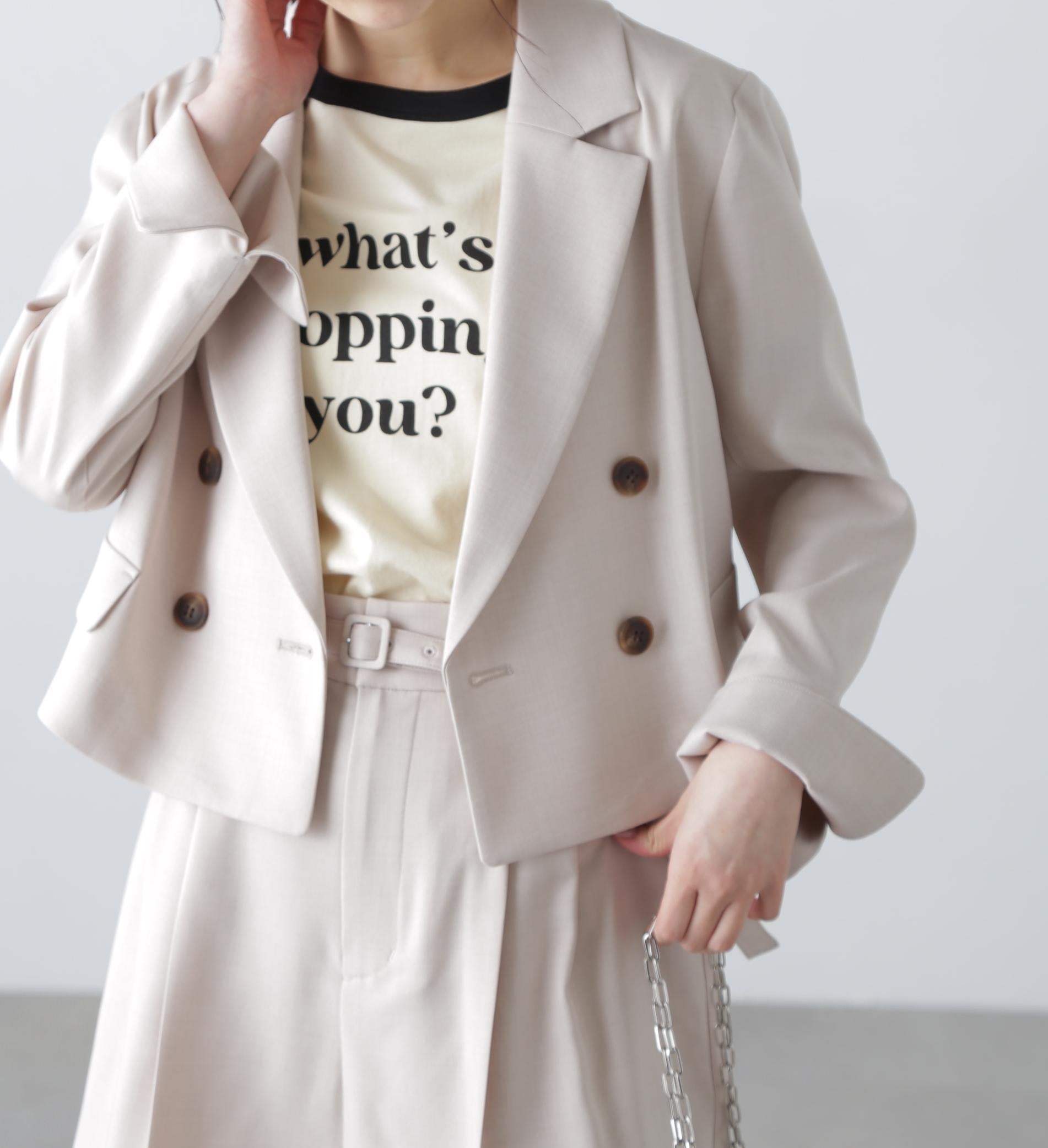 梳毛調合繊ショートジャケット ライトベージュ