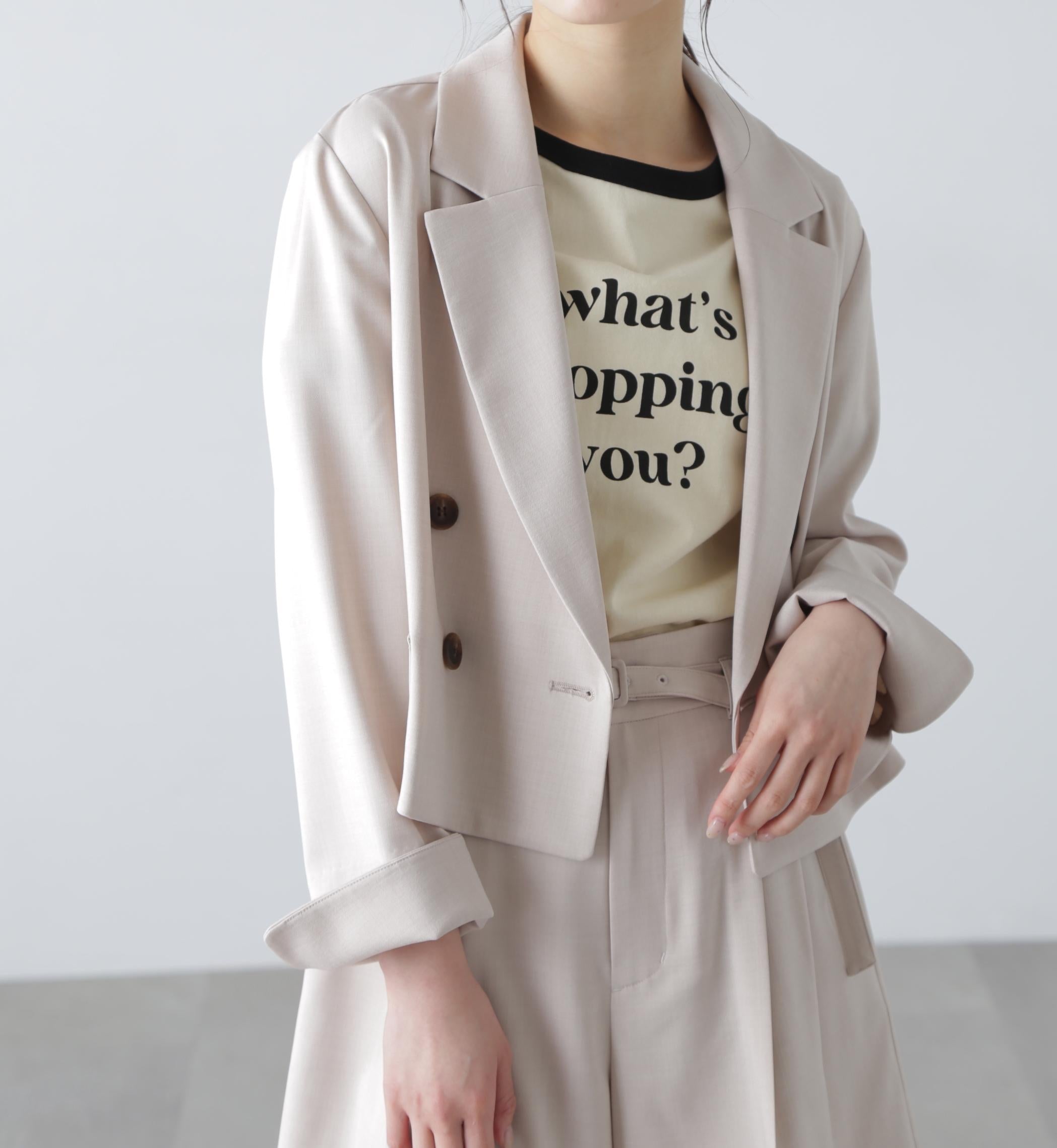 梳毛調合繊ショートジャケット ライトベージュ