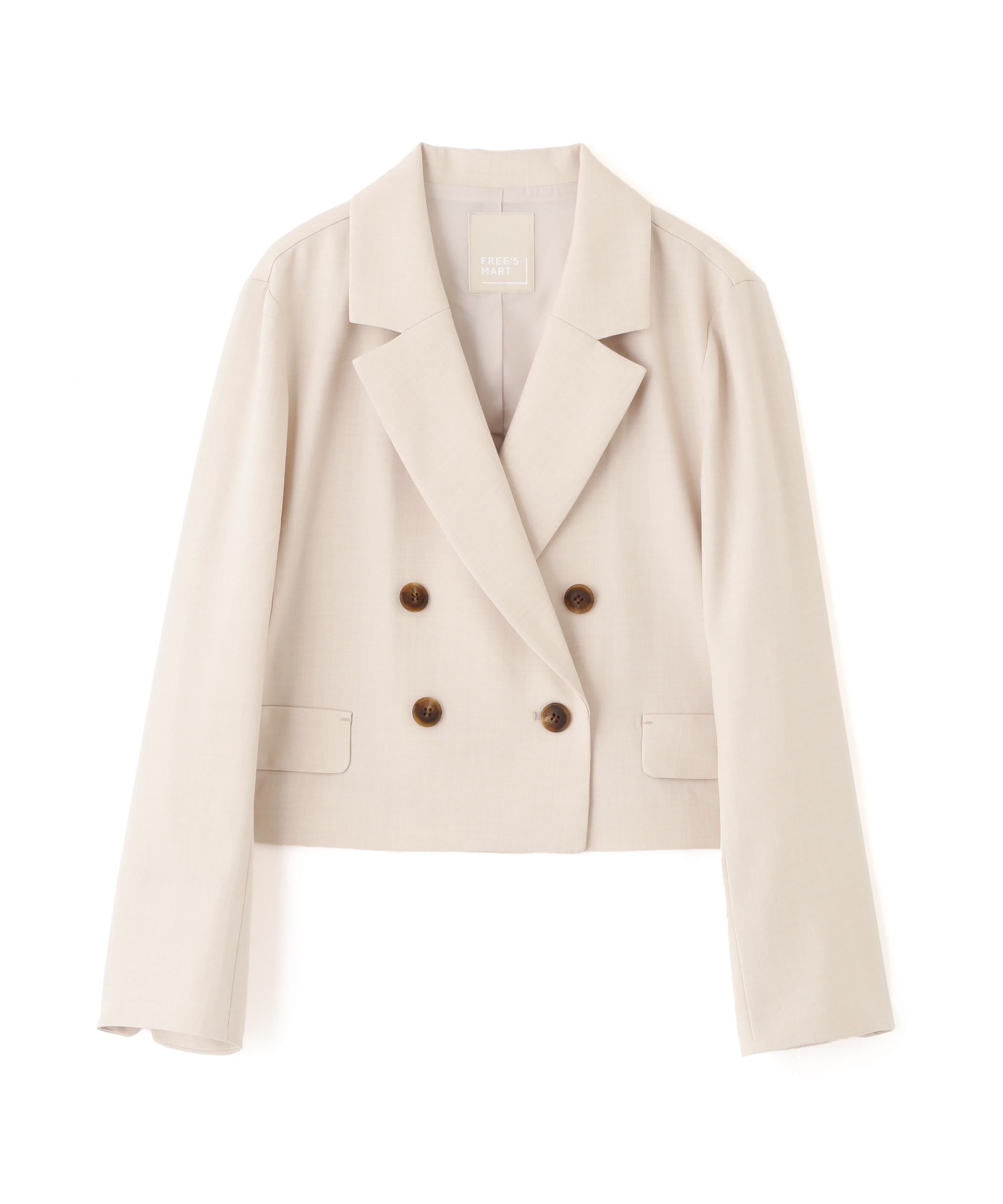 梳毛調合繊ショートジャケット ライトベージュ