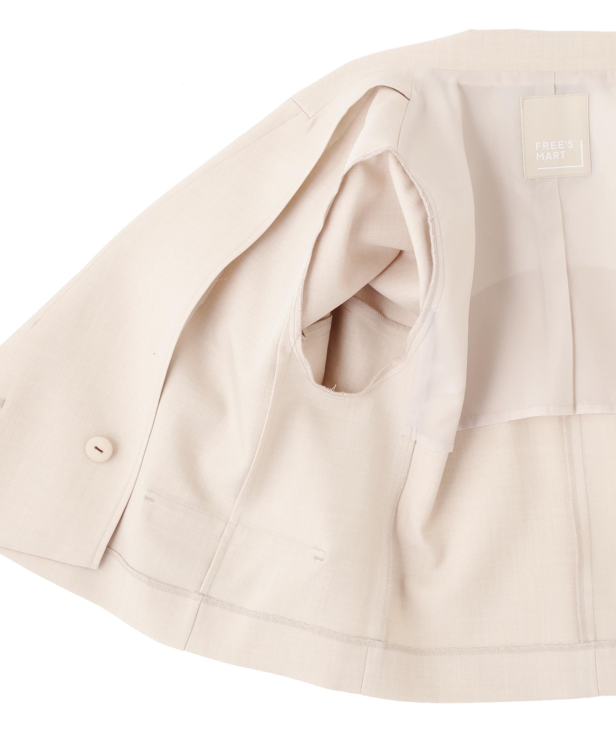 梳毛調合繊ショートジャケット ライトベージュ