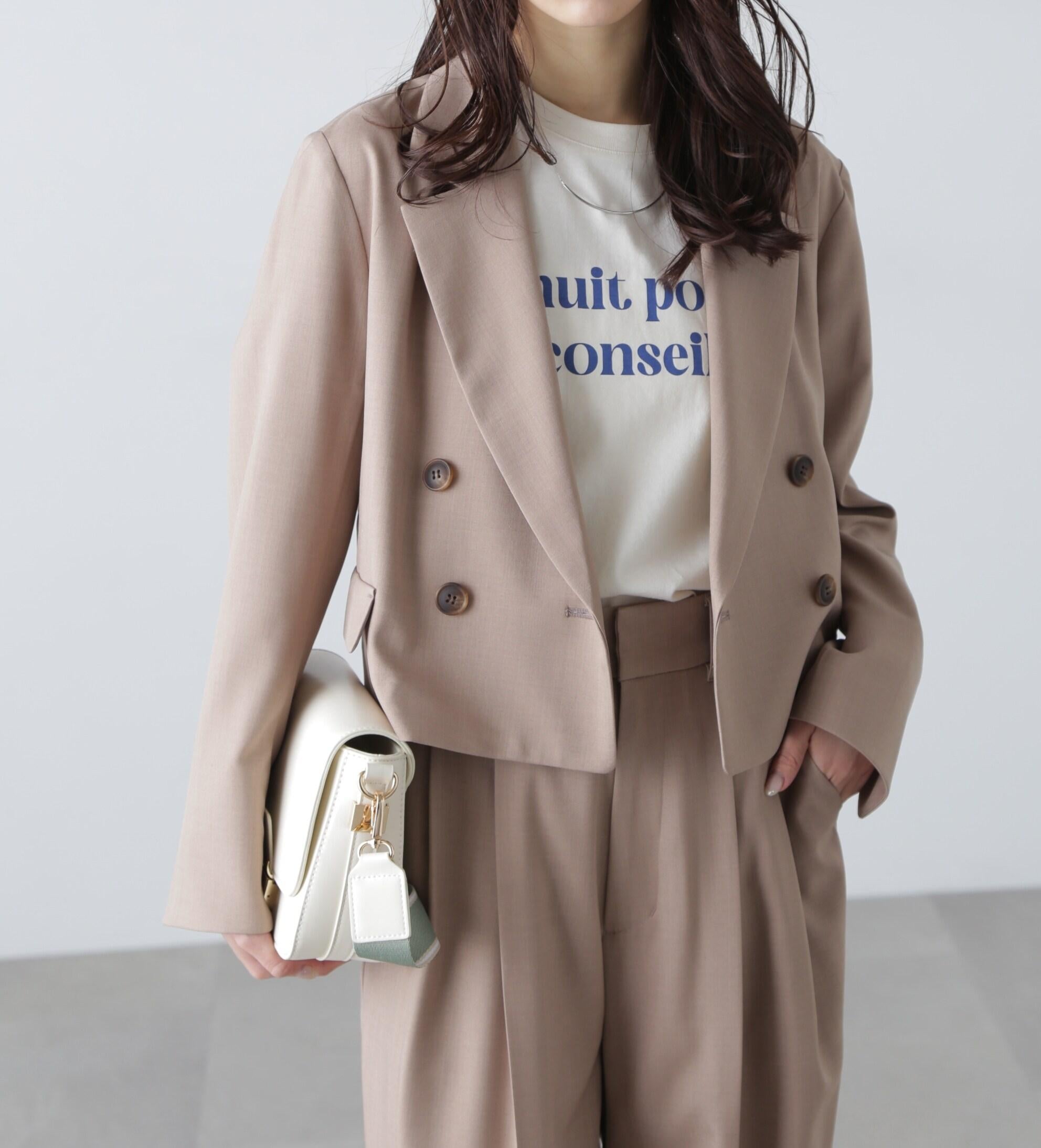 梳毛調合繊ショートジャケット モカ