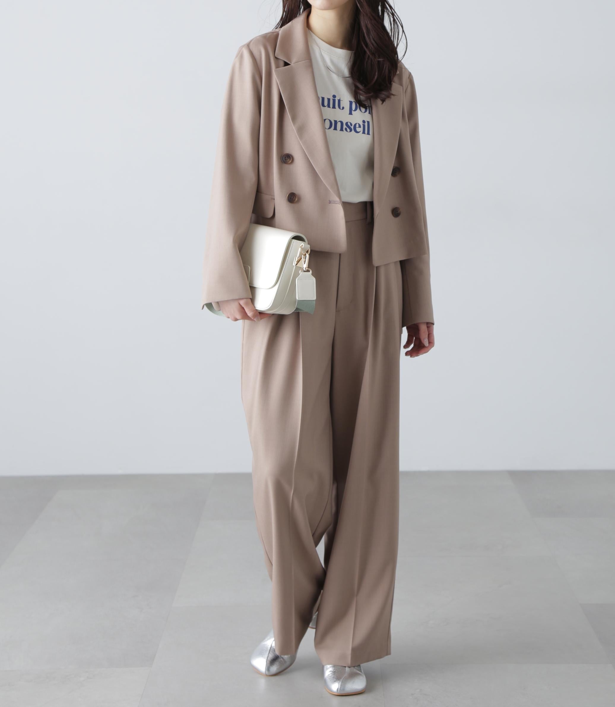 梳毛調合繊ショートジャケット モカ