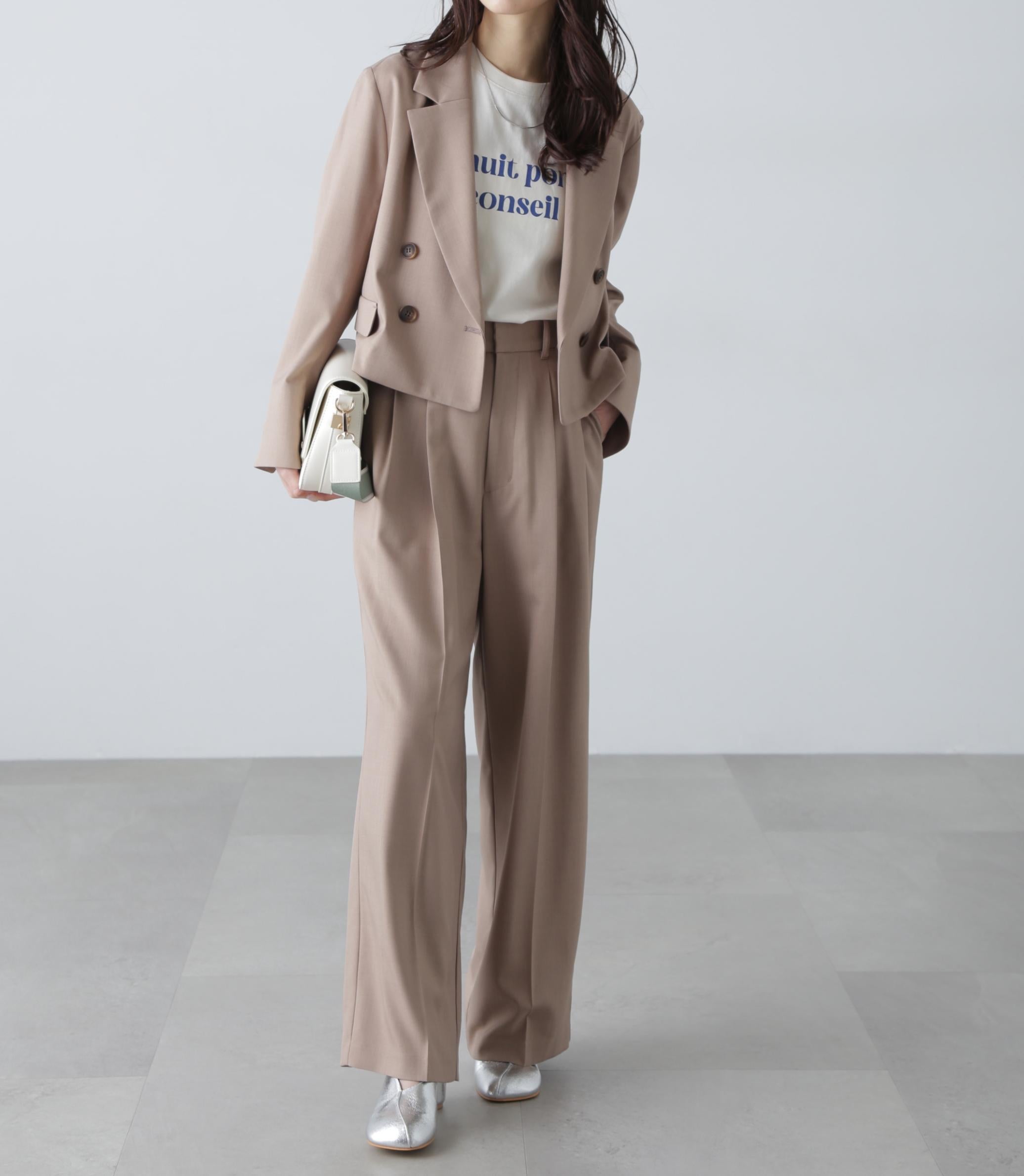 梳毛調合繊ショートジャケット モカ