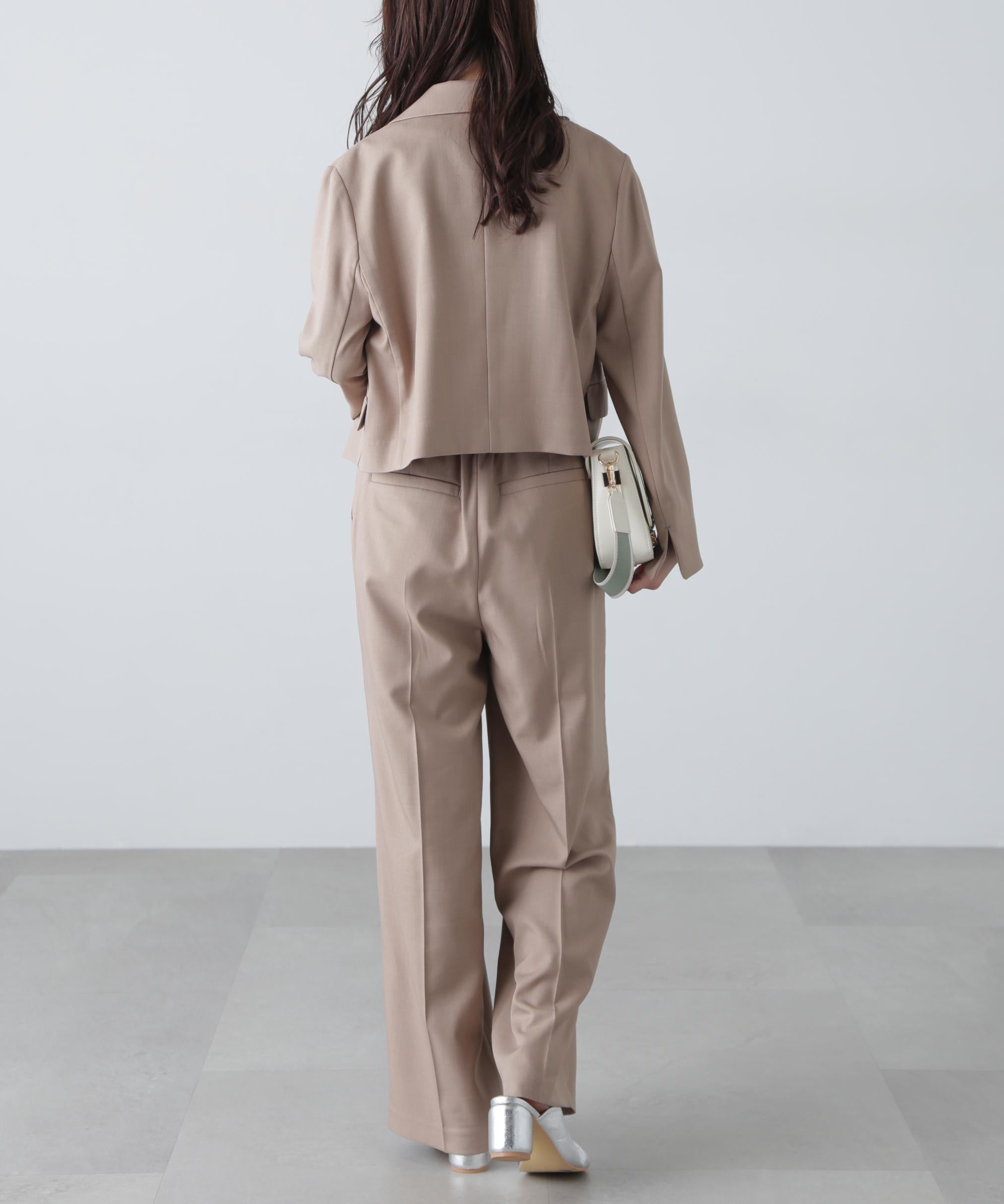 梳毛調合繊ショートジャケット モカ