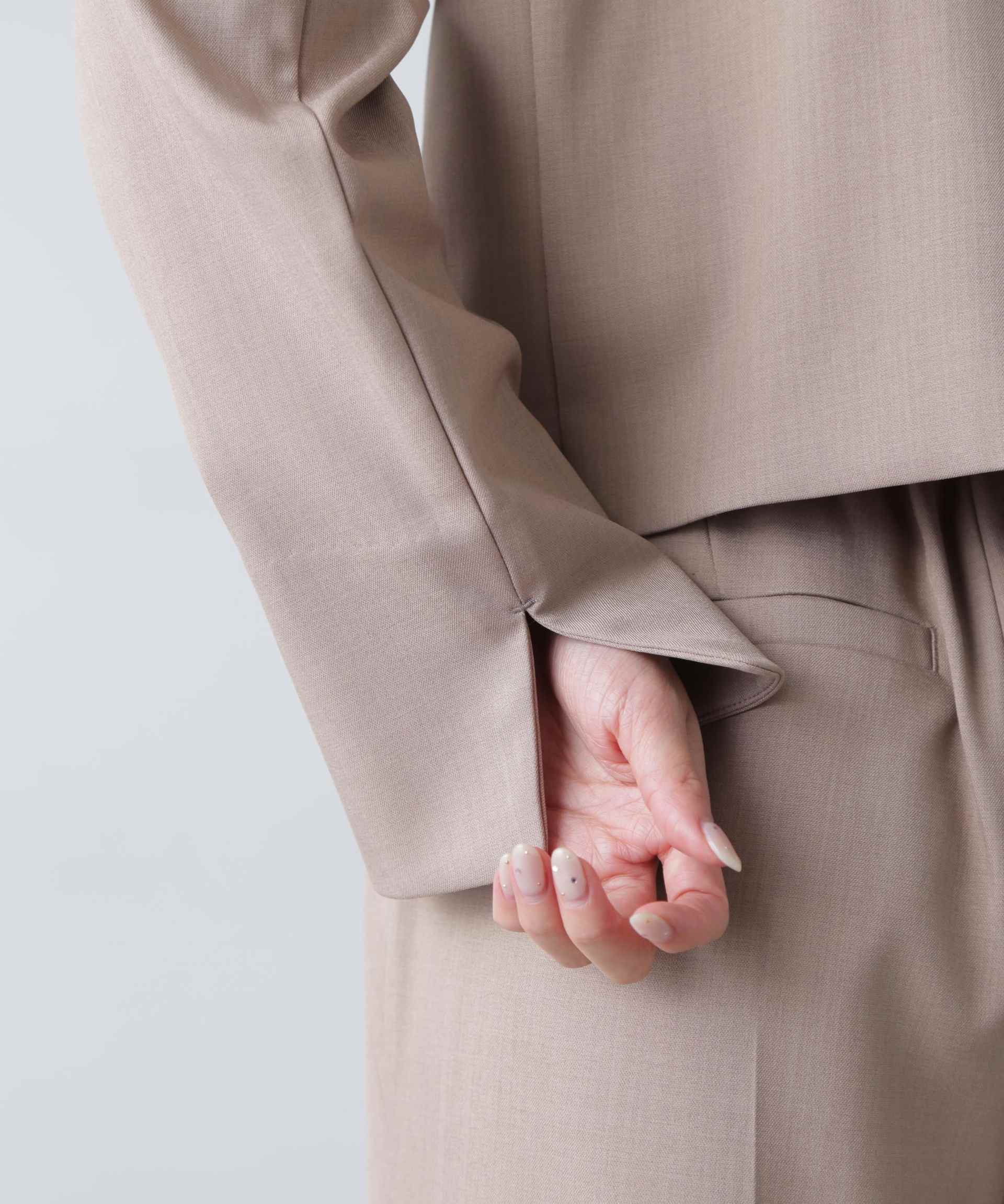 梳毛調合繊ショートジャケット モカ