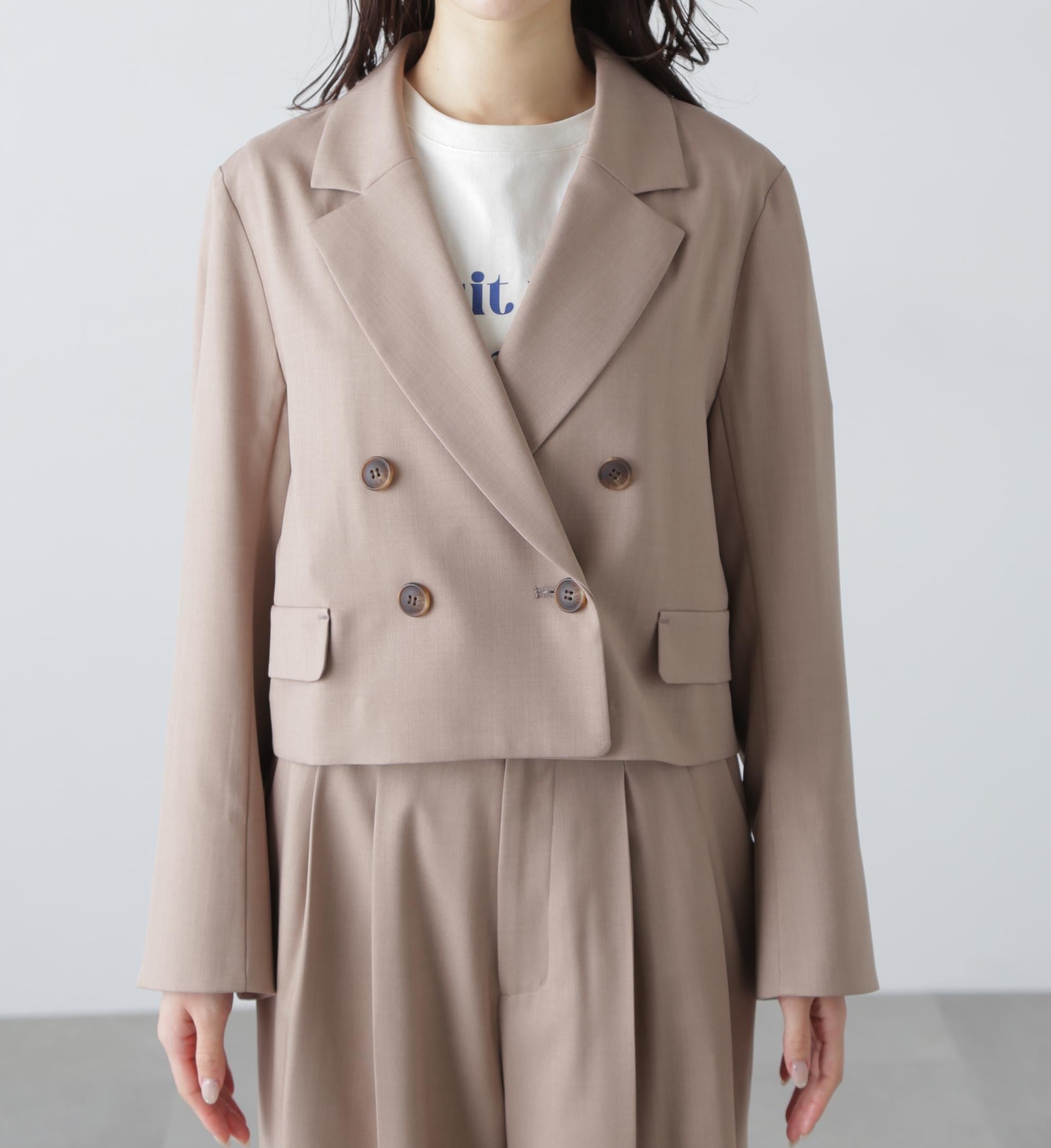 梳毛調合繊ショートジャケット モカ