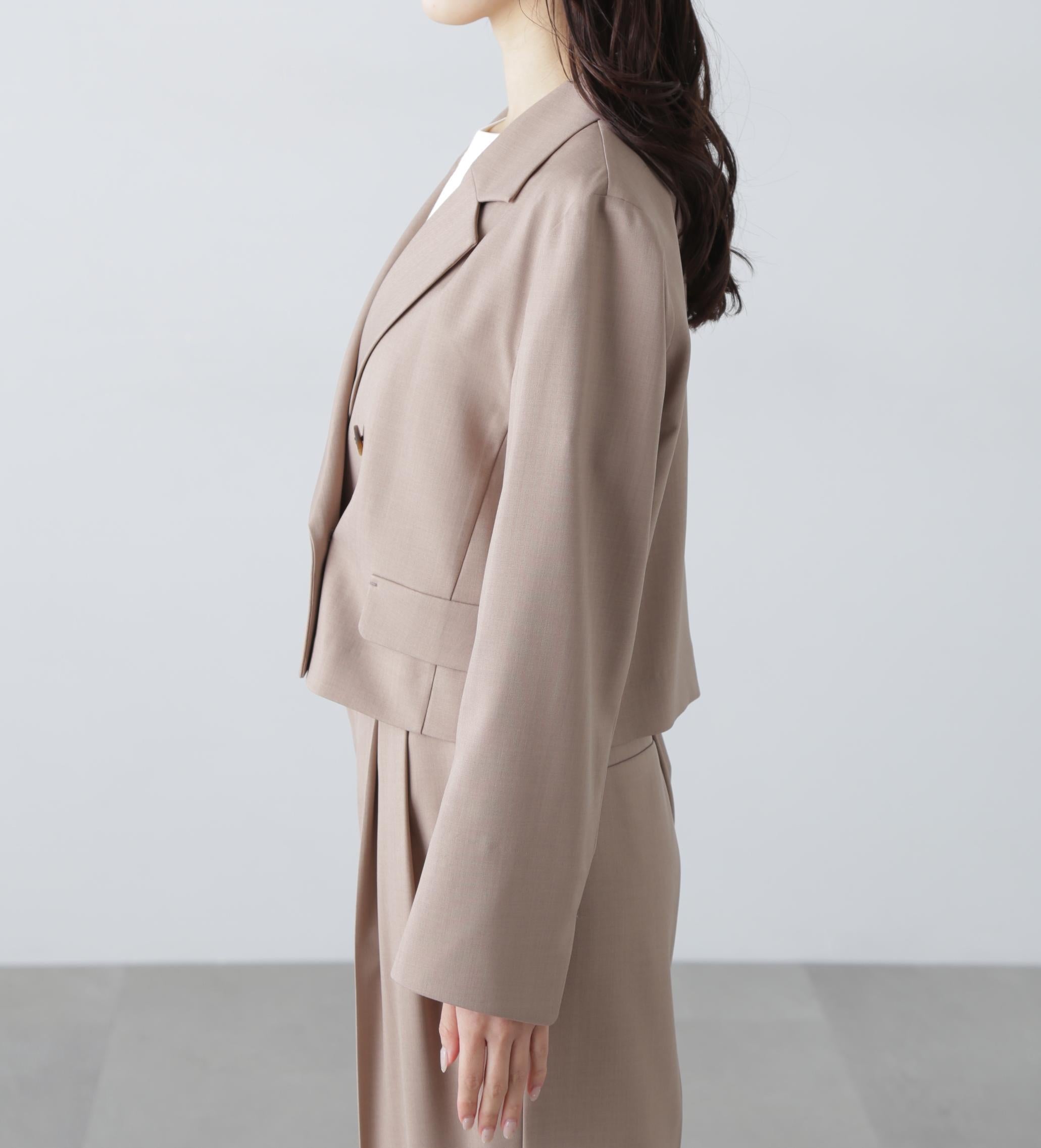 梳毛調合繊ショートジャケット モカ