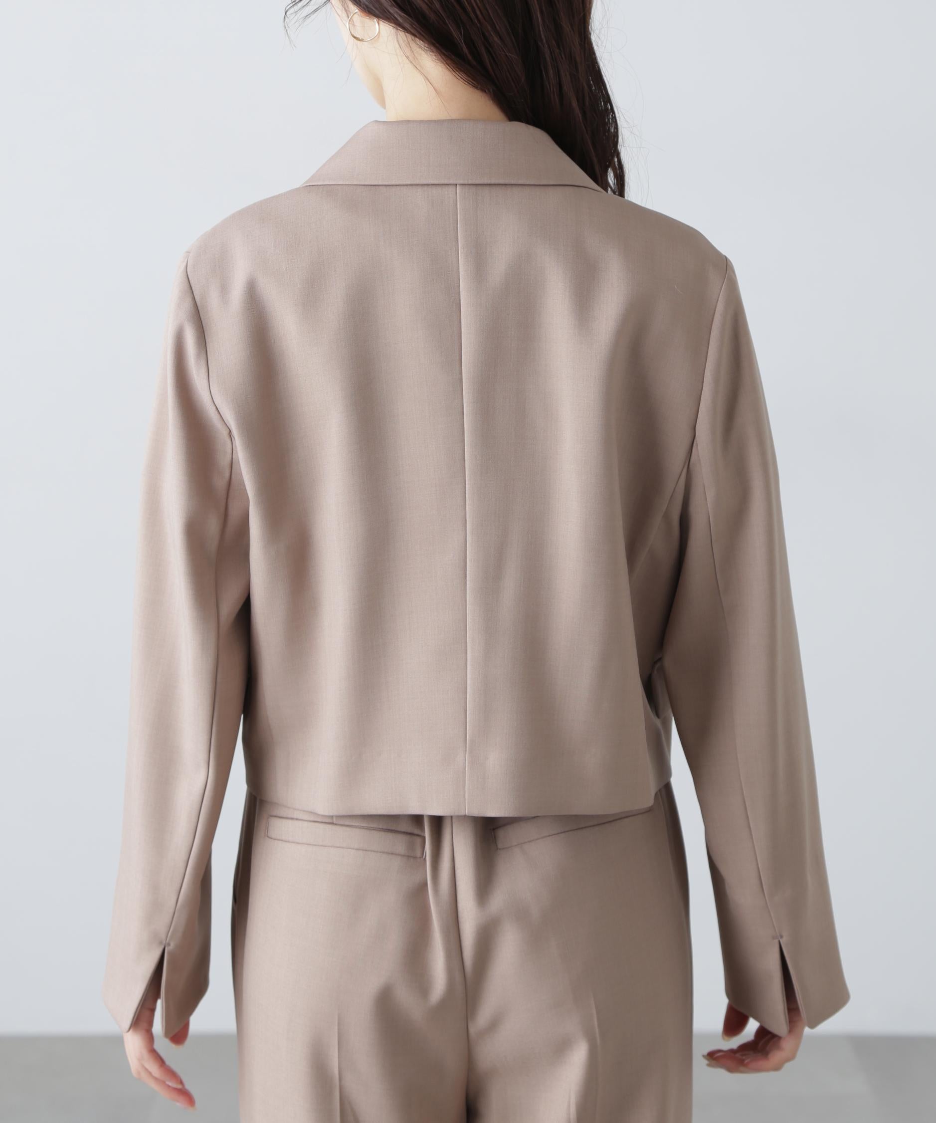 梳毛調合繊ショートジャケット モカ