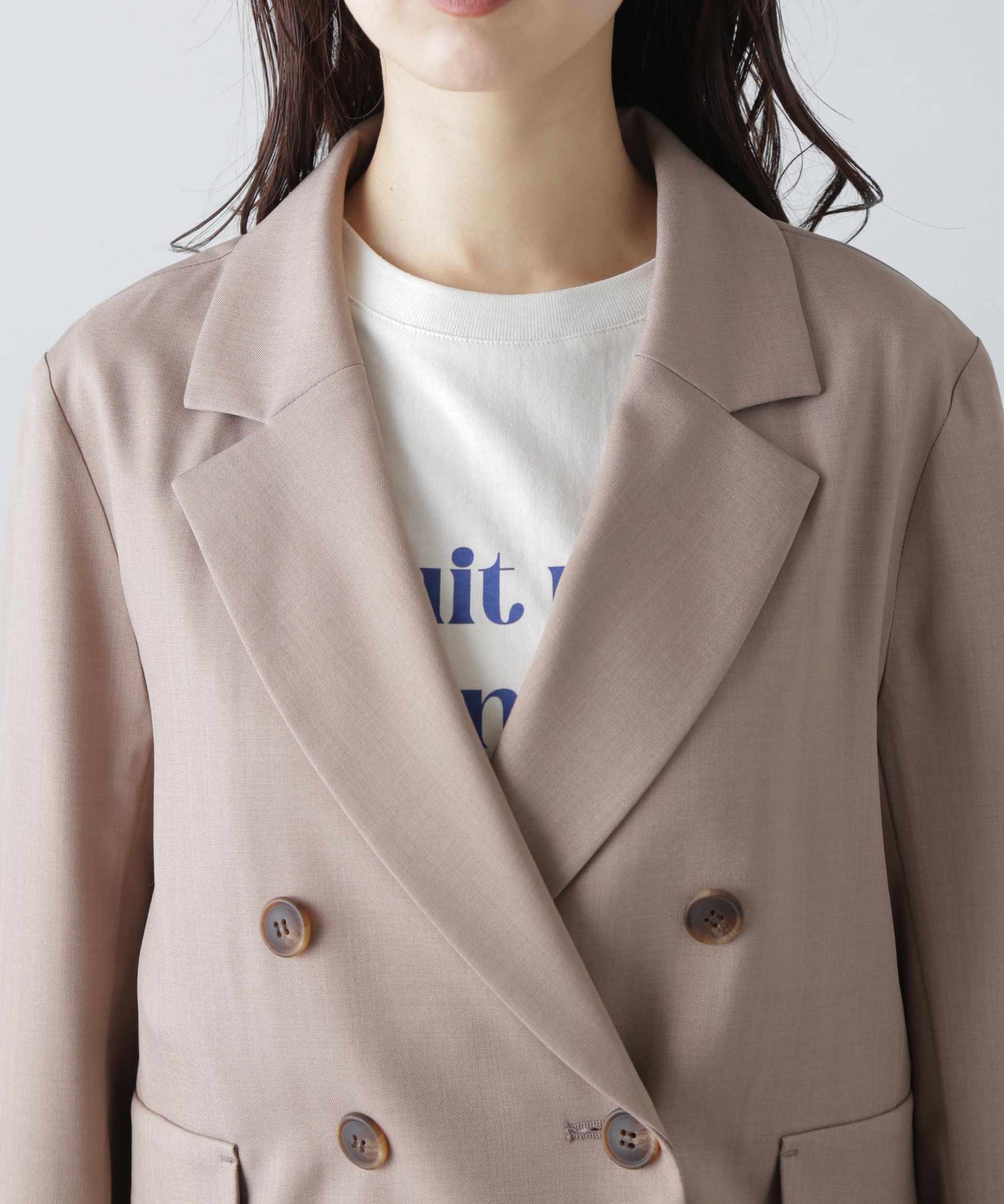 梳毛調合繊ショートジャケット モカ