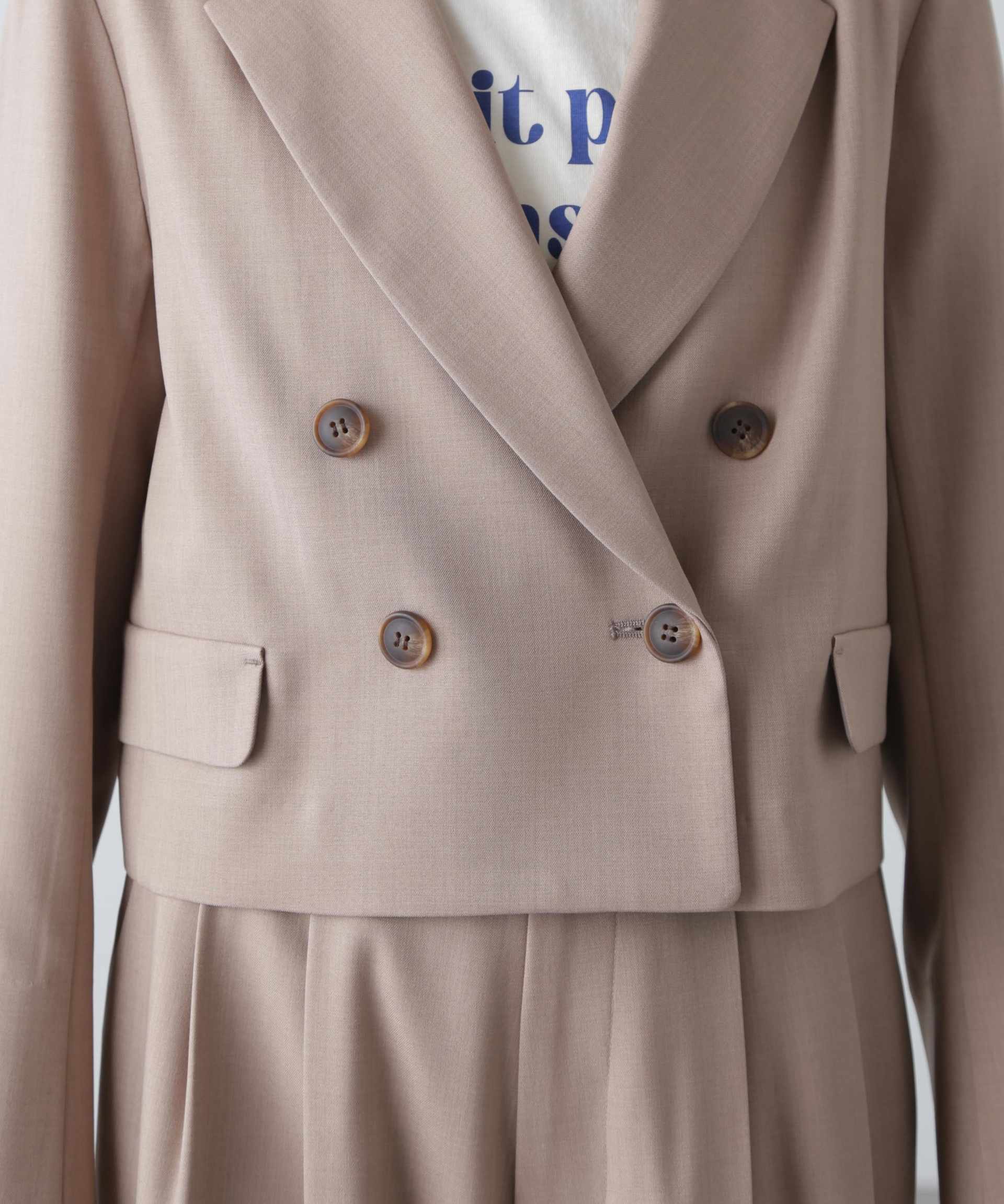 梳毛調合繊ショートジャケット モカ