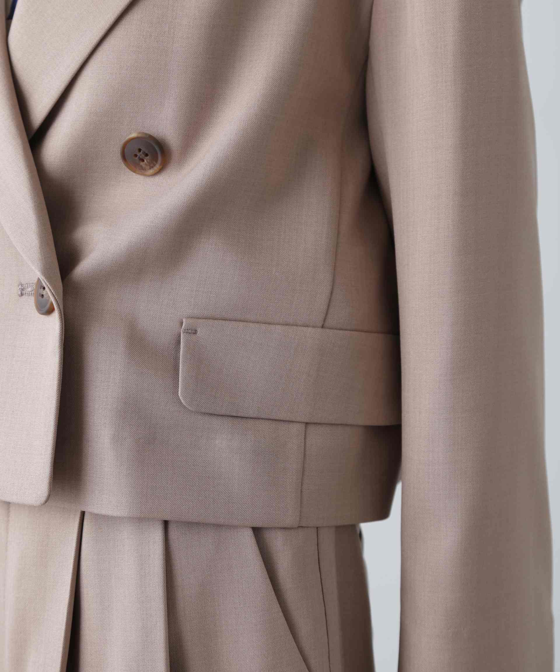 梳毛調合繊ショートジャケット モカ