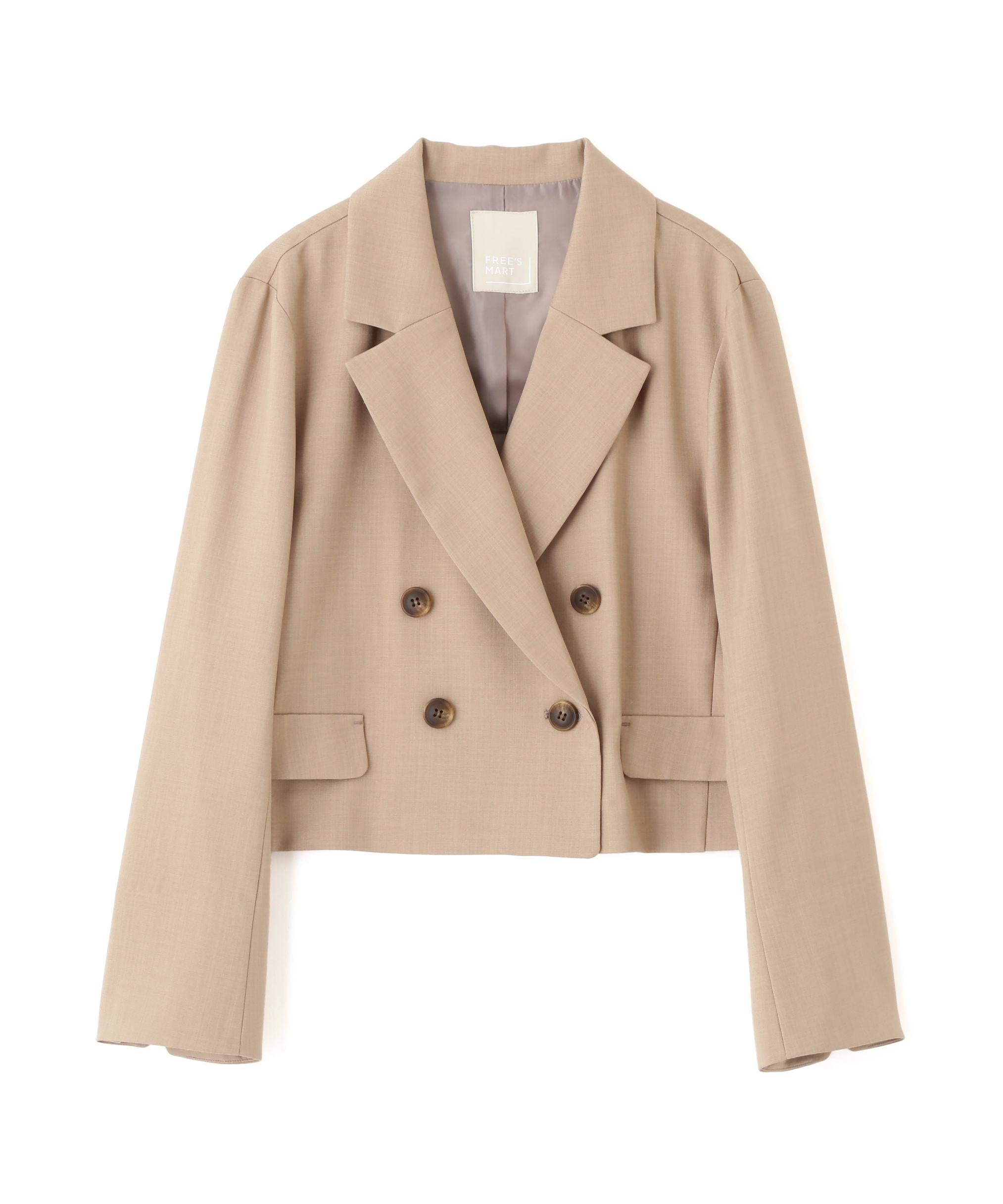 梳毛調合繊ショートジャケット モカ