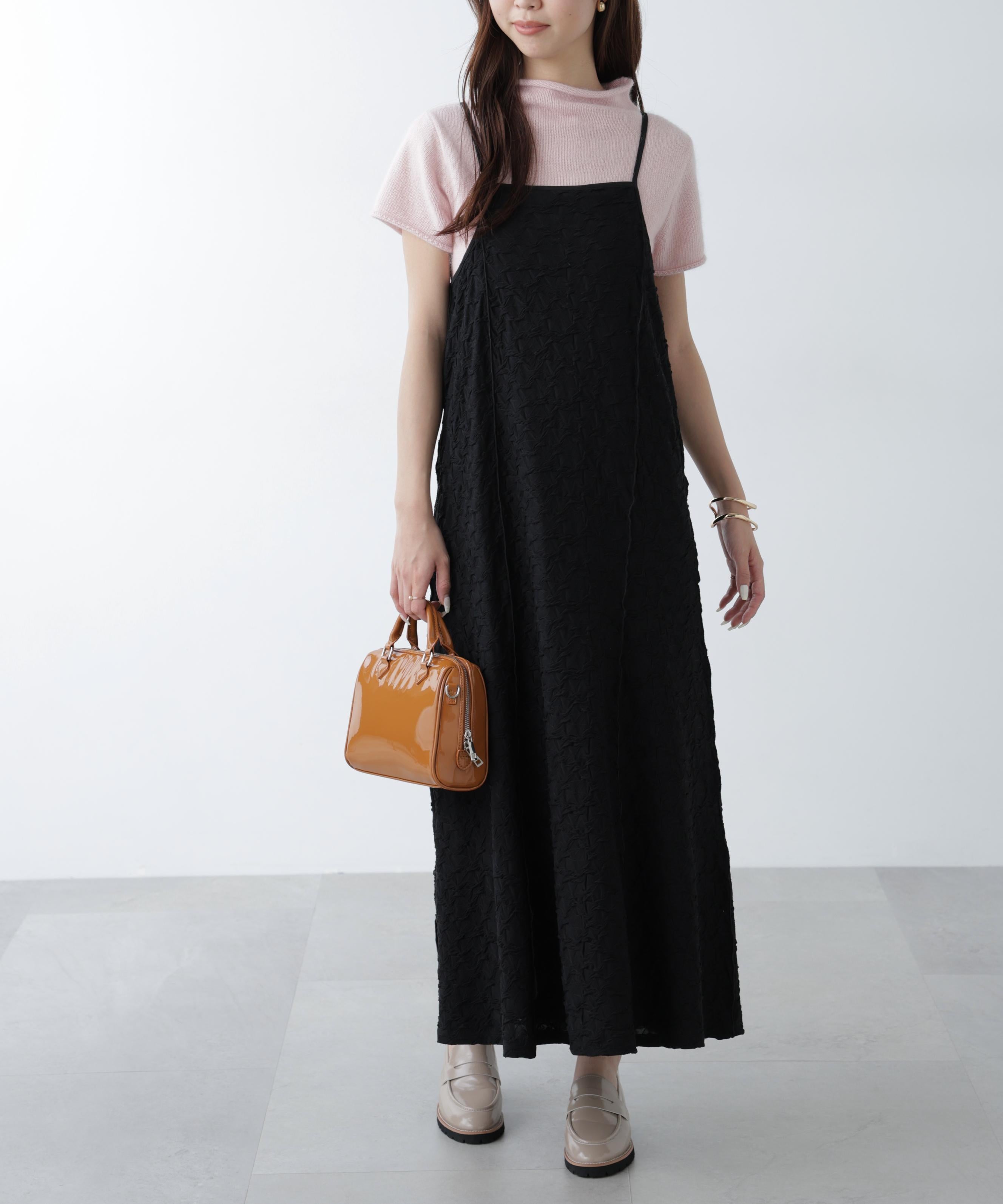 アンゴラ混ハーフスリーブニット ピンク