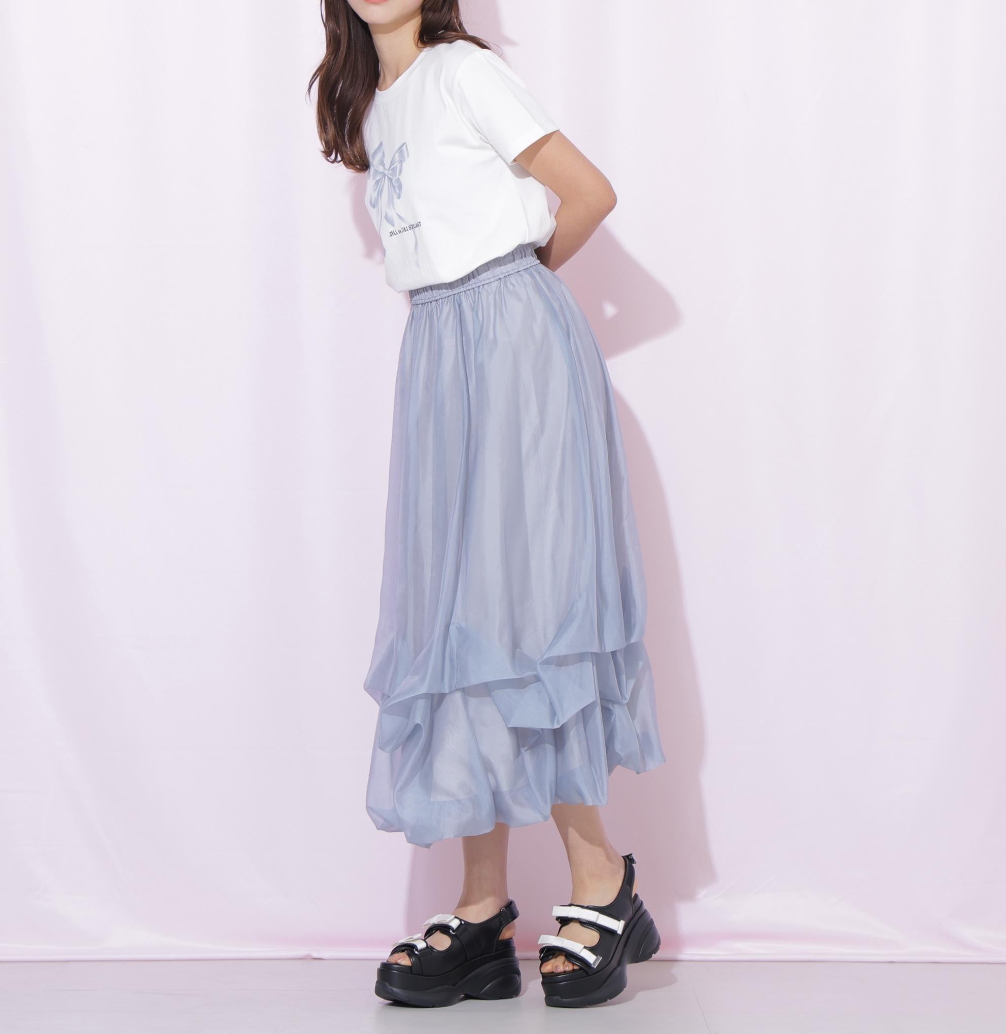 フォトジェニックリボンTシャツ ホワイトグレー1
