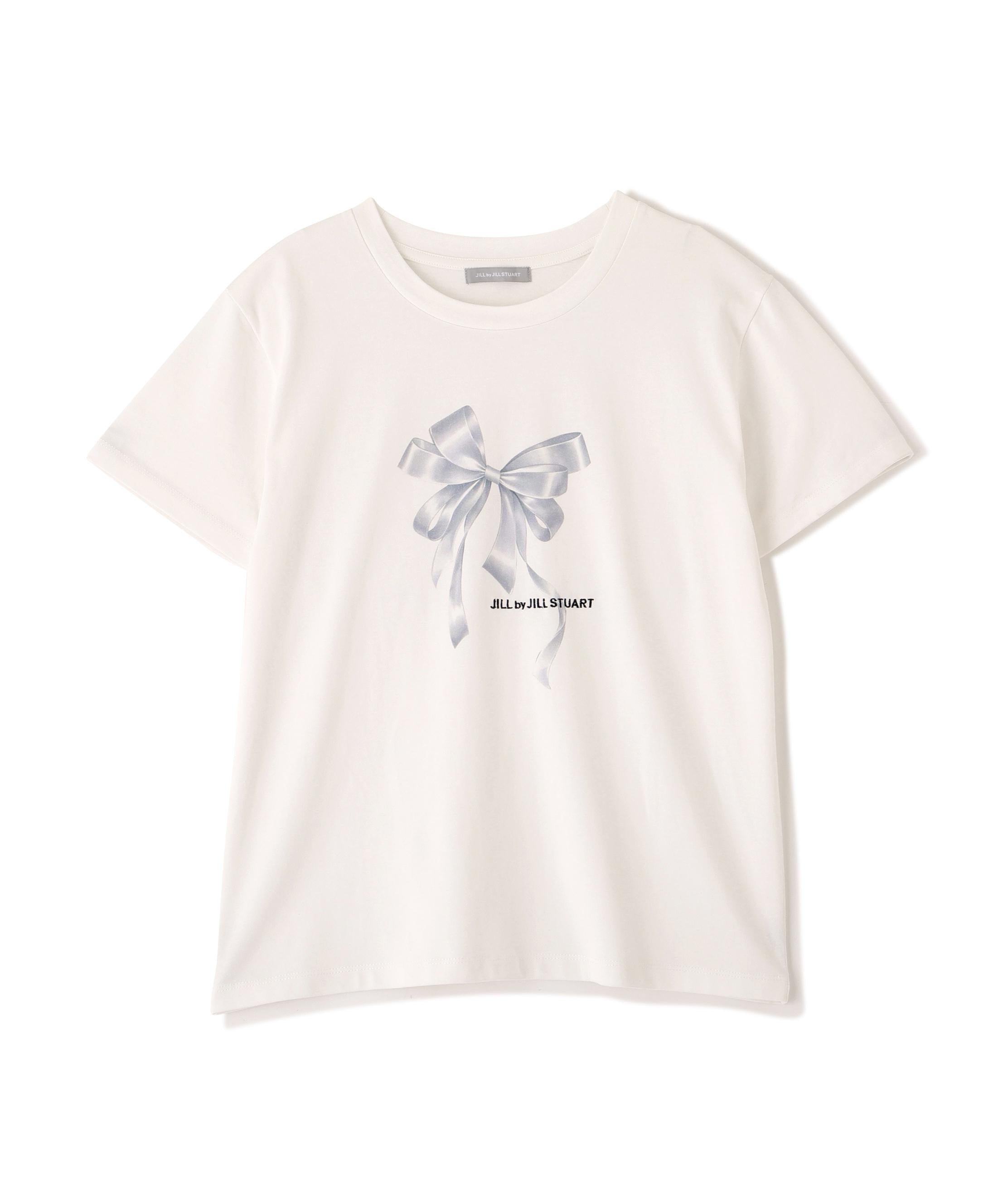 フォトジェニックリボンTシャツ ホワイトグレー1