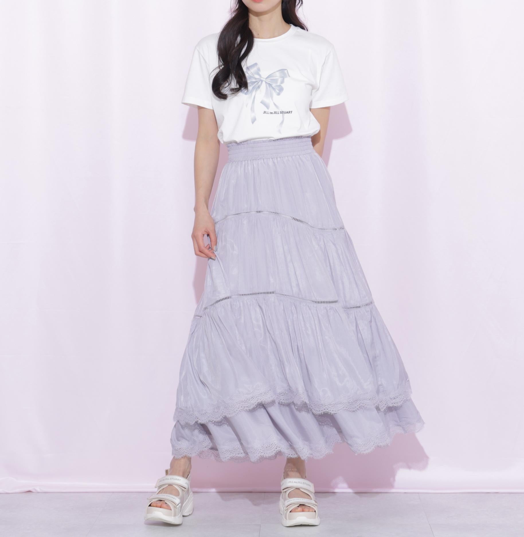 フォトジェニックリボンTシャツ ホワイトグレー1