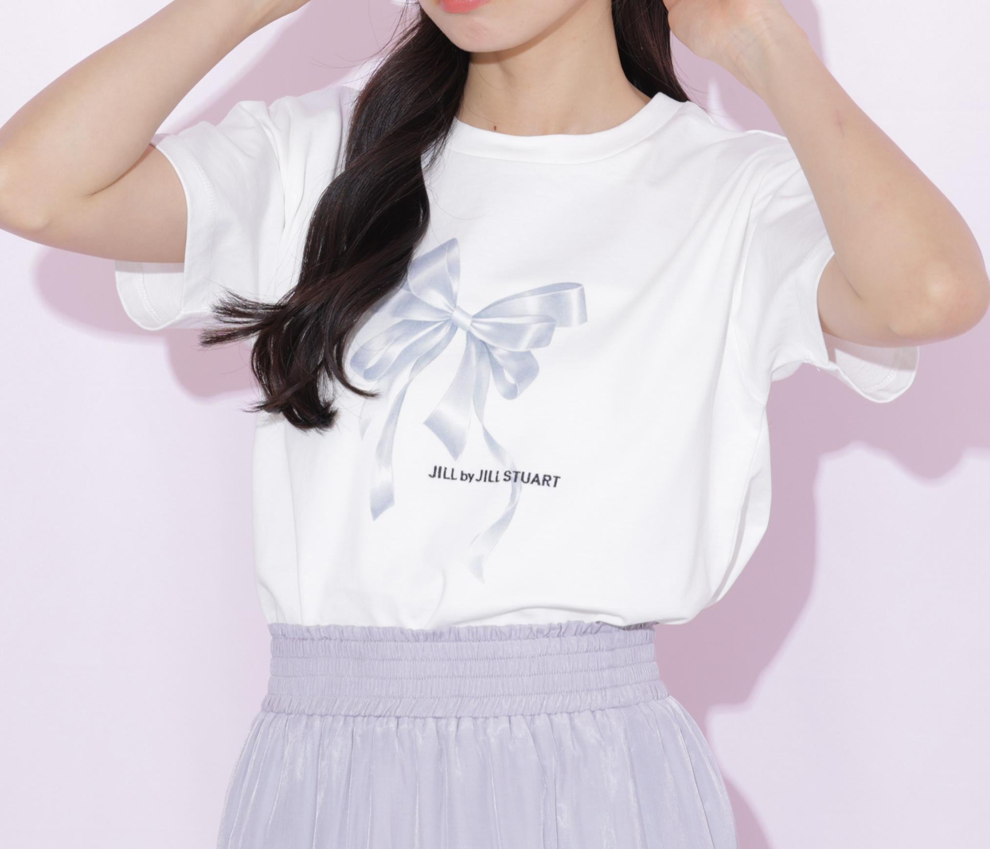 フォトジェニックリボンTシャツ ホワイトグレー1
