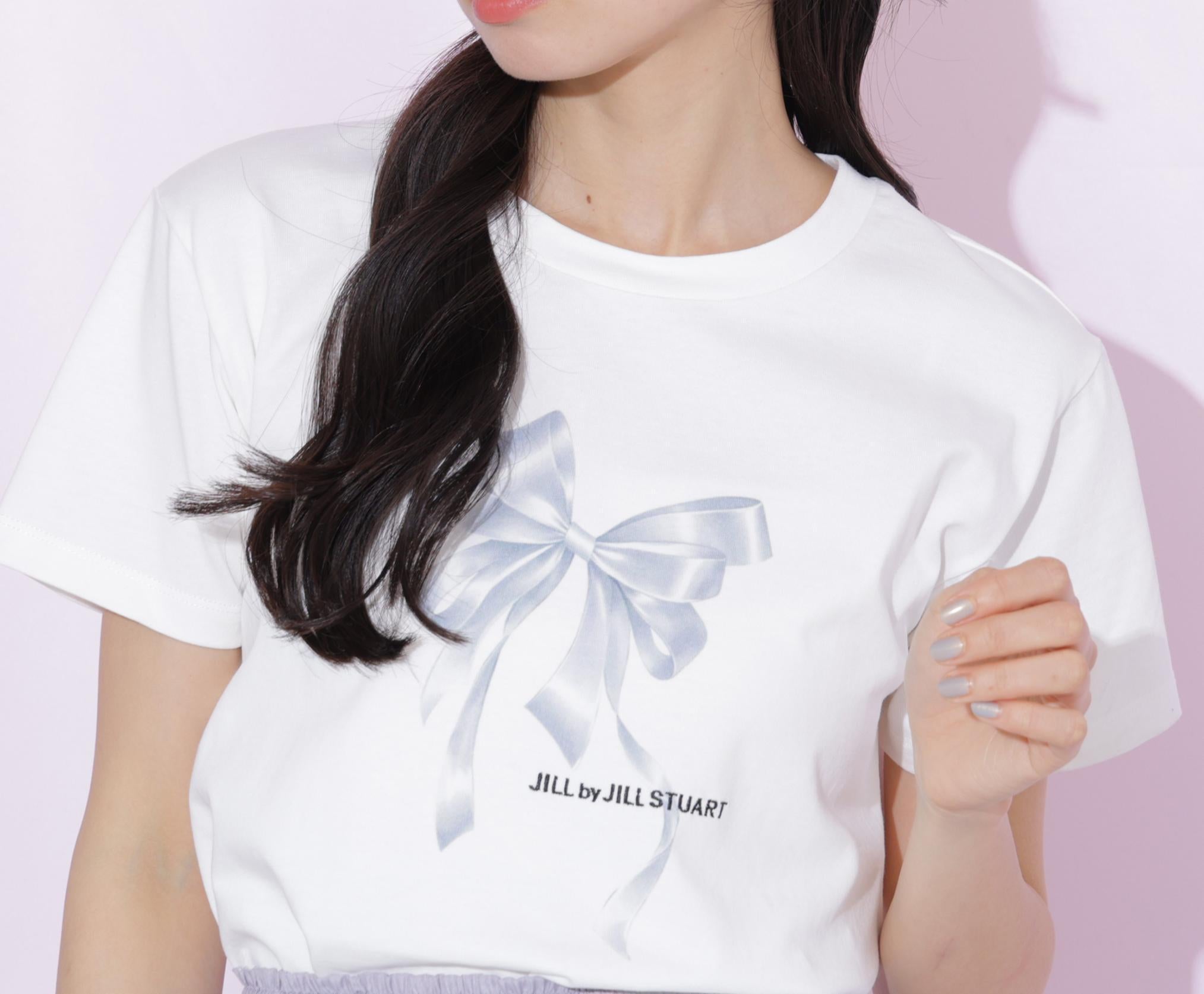 フォトジェニックリボンTシャツ ホワイトグレー1