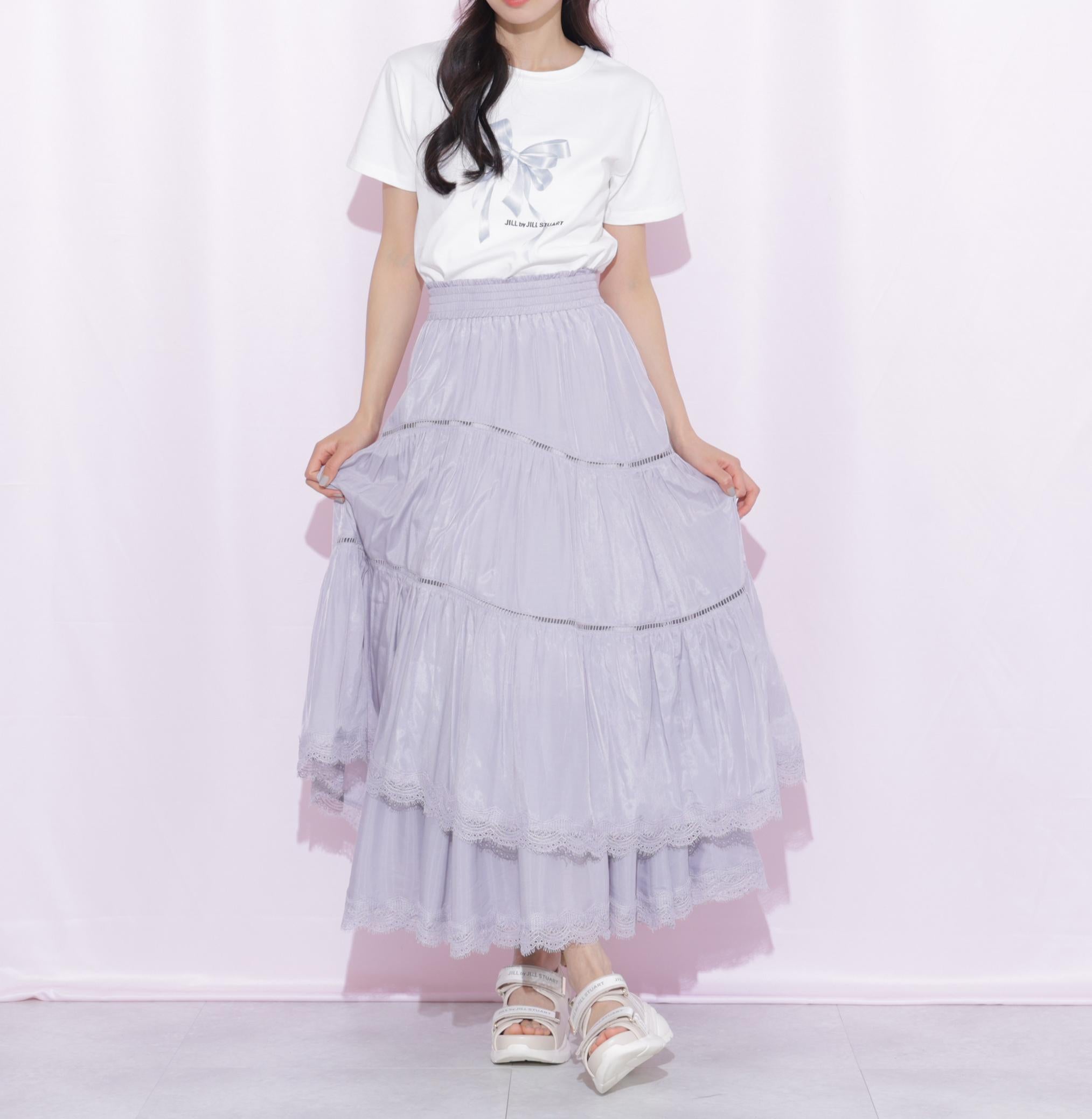 フォトジェニックリボンTシャツ ホワイトグレー1