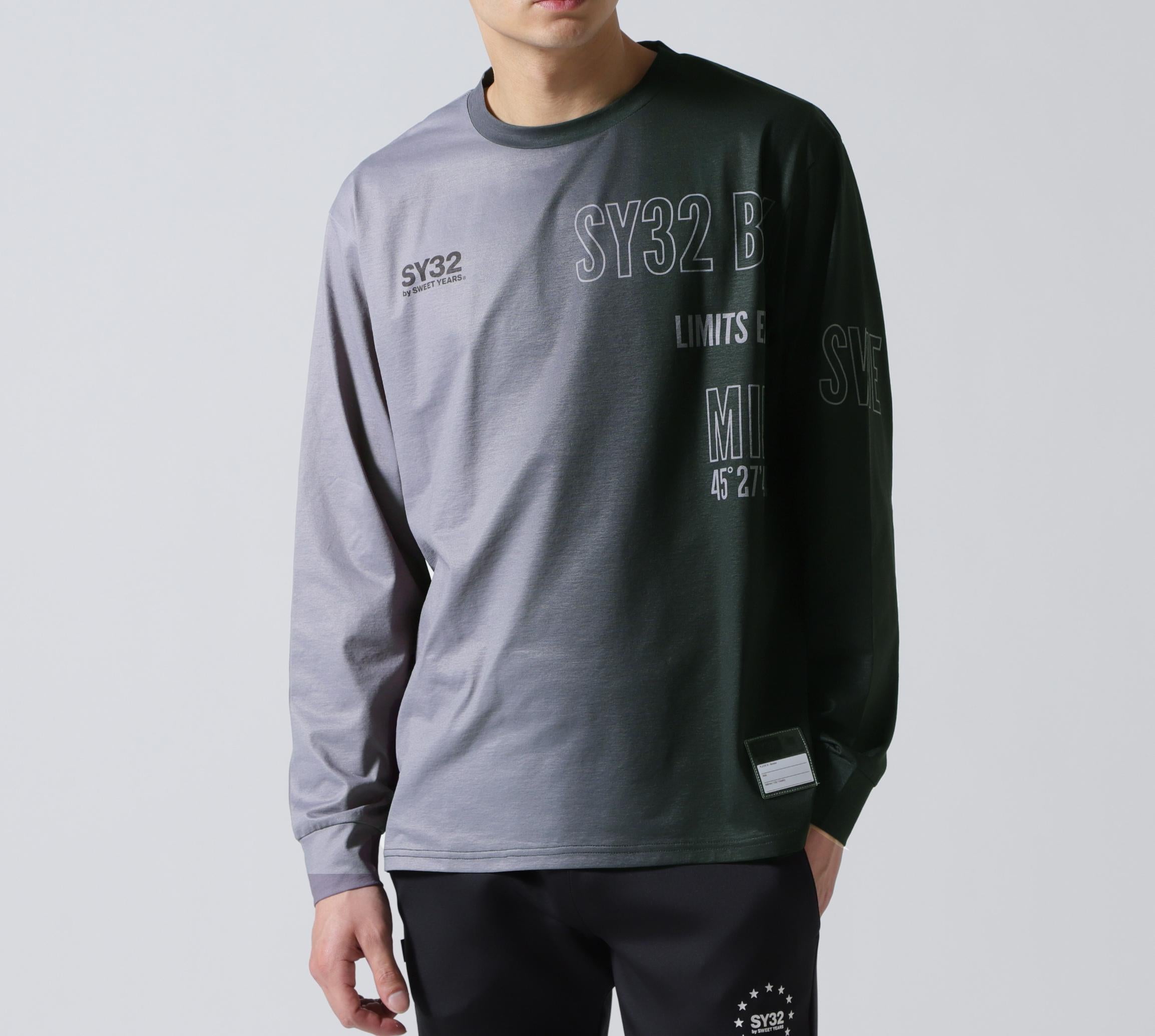 SY32 by SWEET YEARS/エスワイサーティトゥ バイ スィートイヤーズ/GRADATION LOGO L/S TEE ブラック