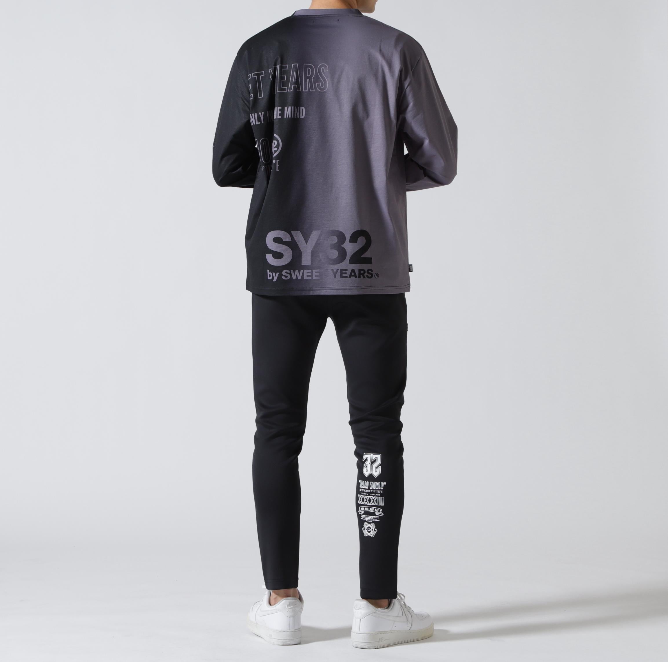 SY32 by SWEET YEARS/エスワイサーティトゥ バイ スィートイヤーズ/GRADATION LOGO L/S TEE ブラック