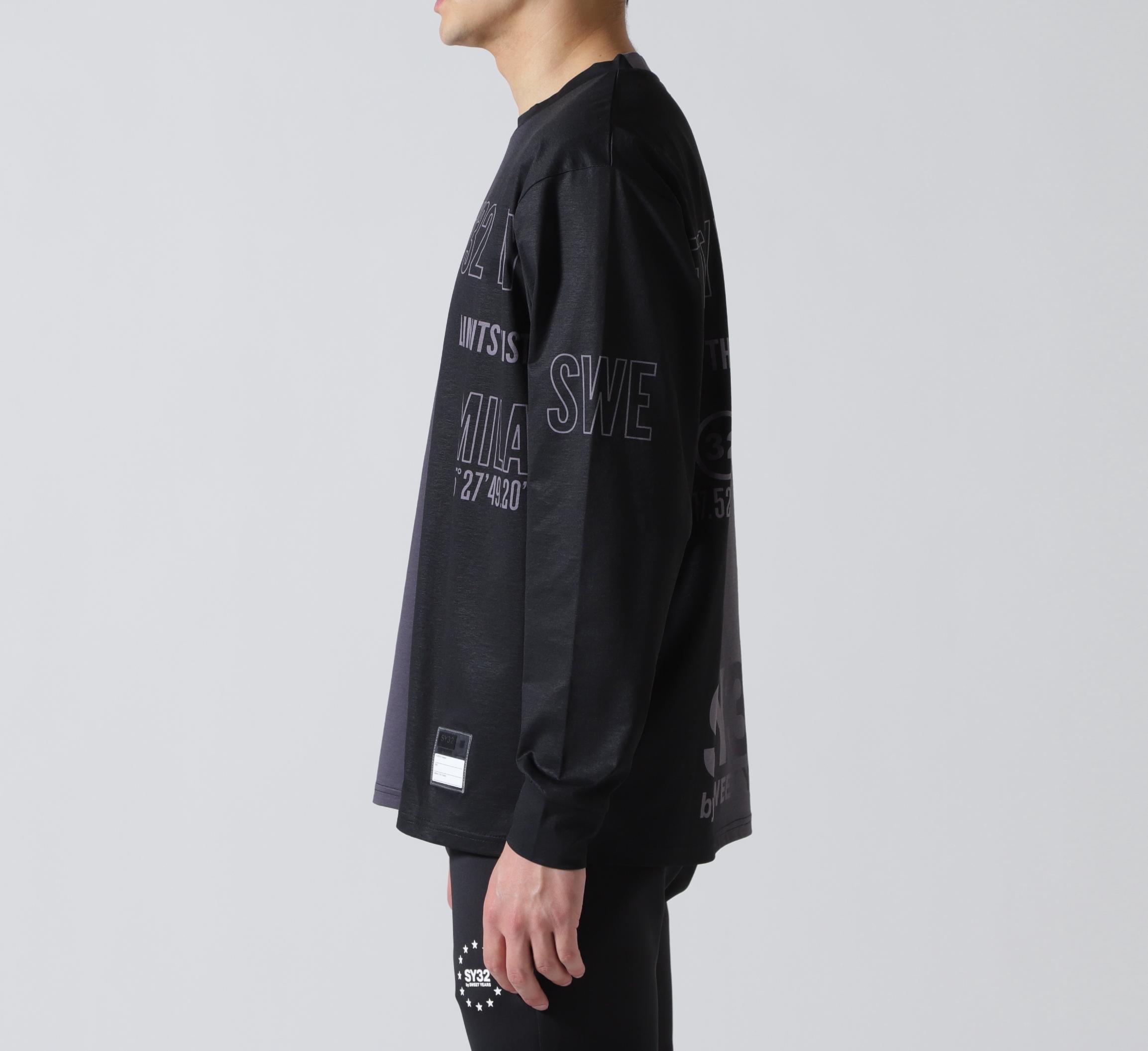 SY32 by SWEET YEARS/エスワイサーティトゥ バイ スィートイヤーズ/GRADATION LOGO L/S TEE ブラック