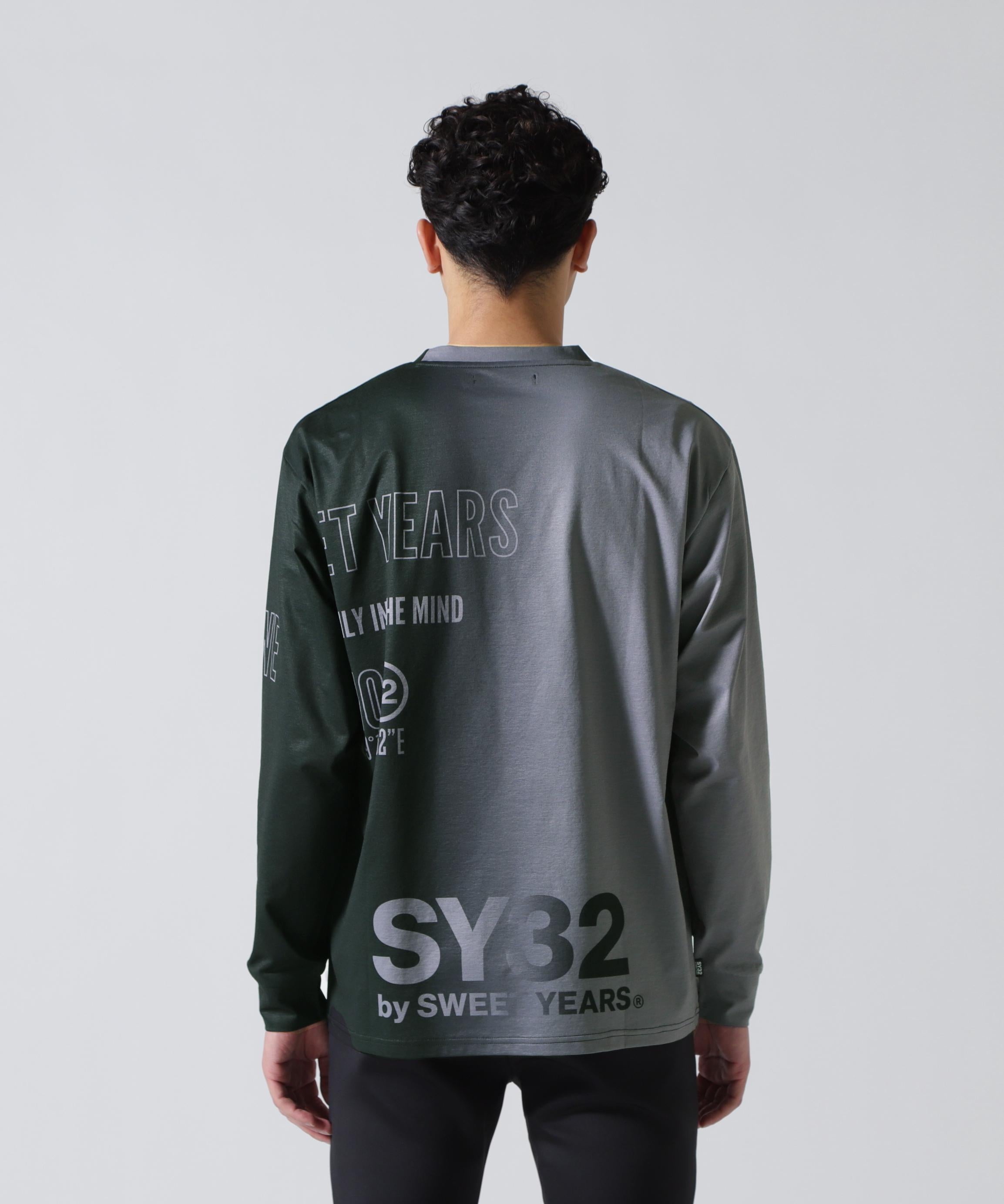 SY32 by SWEET YEARS/エスワイサーティトゥ バイ スィートイヤーズ/GRADATION LOGO L/S TEE ブラック