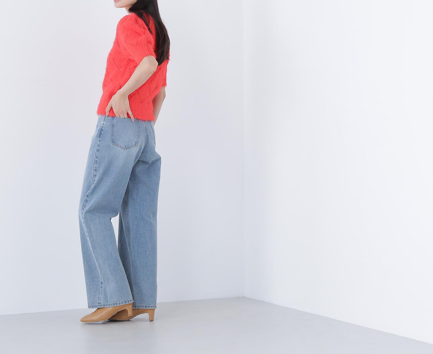 シャギーアイレットニット オレンジ1