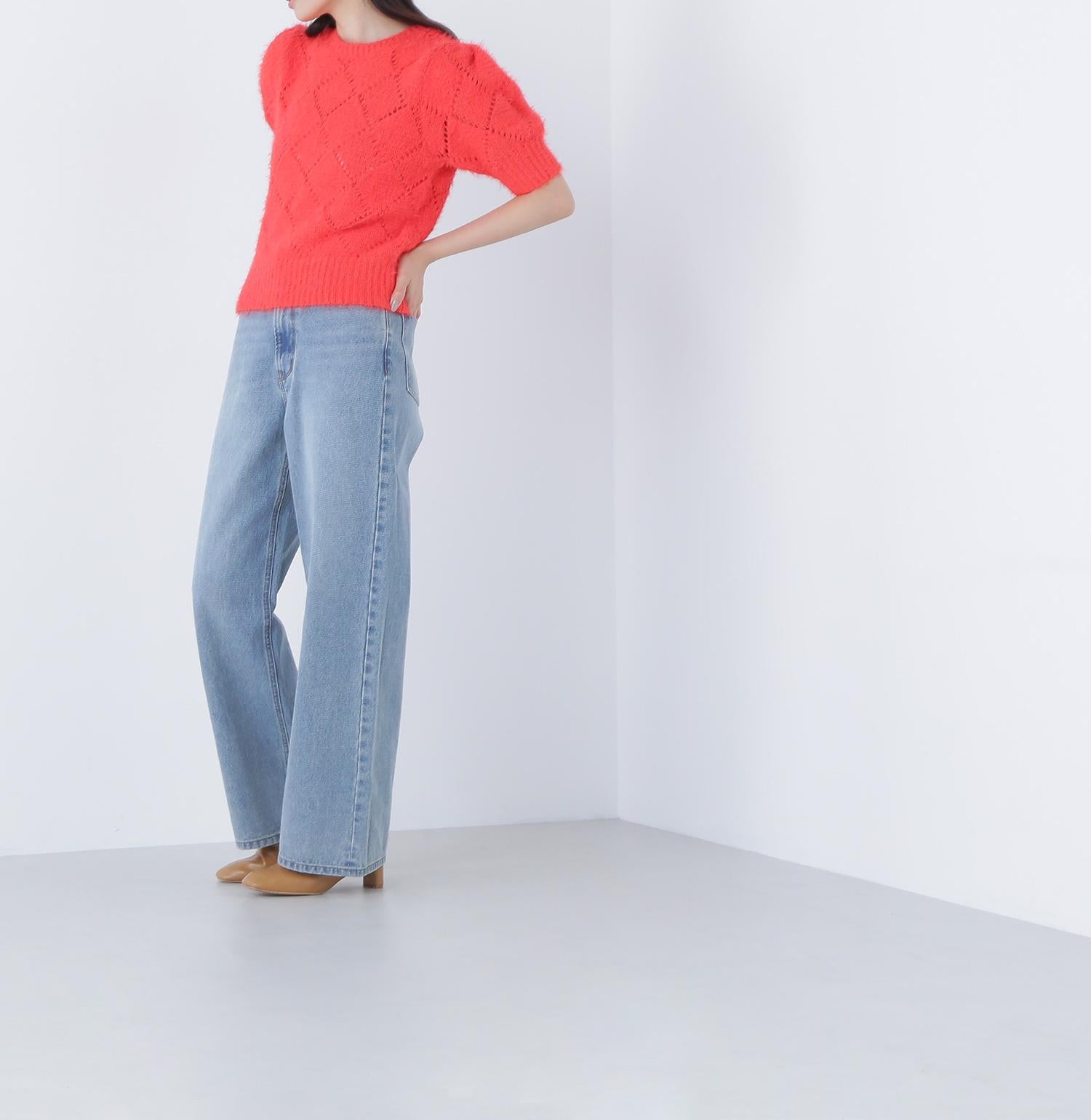 シャギーアイレットニット オレンジ1